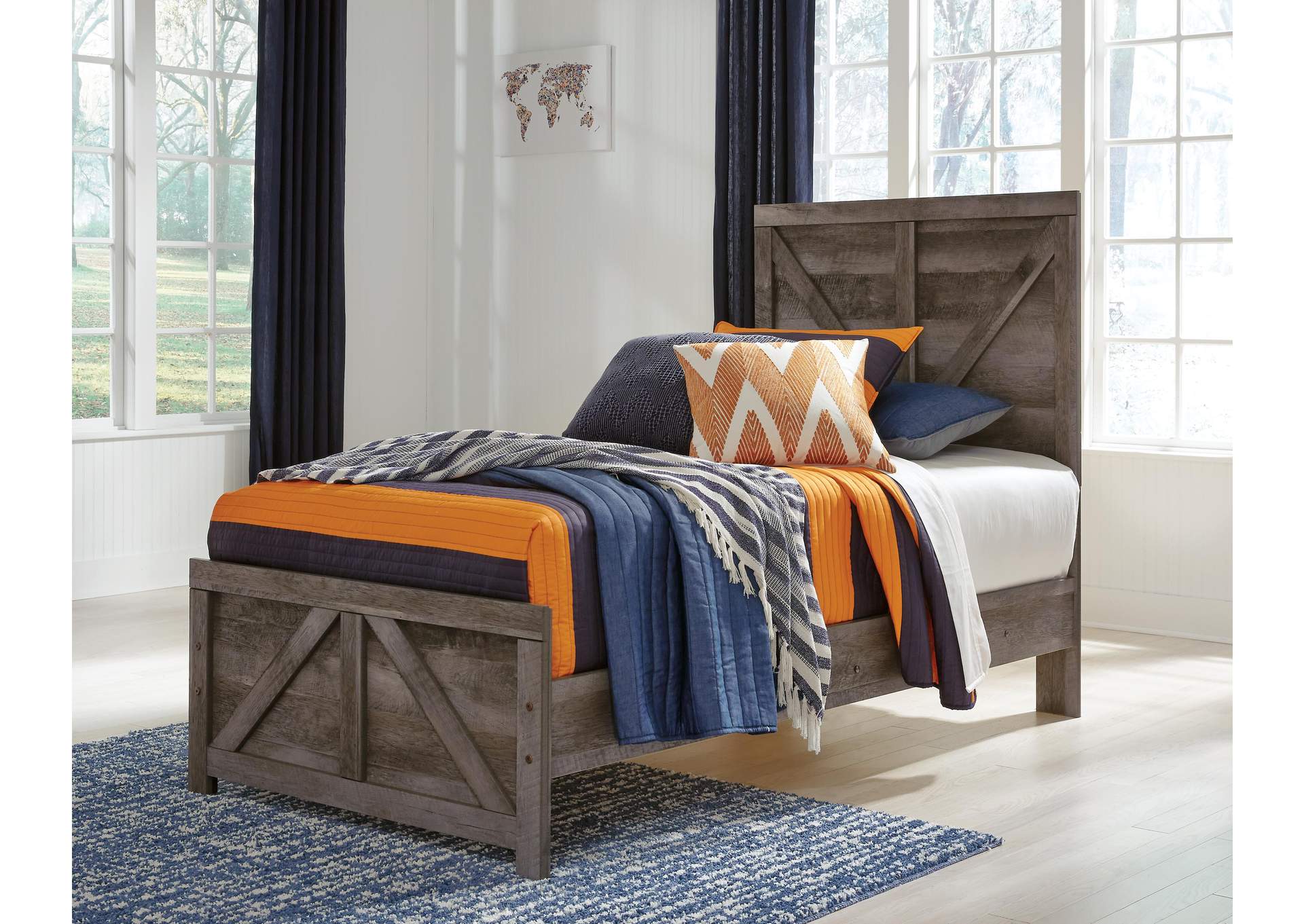 Wynnlow Twin Crossbuck Panel Bed, Dresser and Mirror image 9