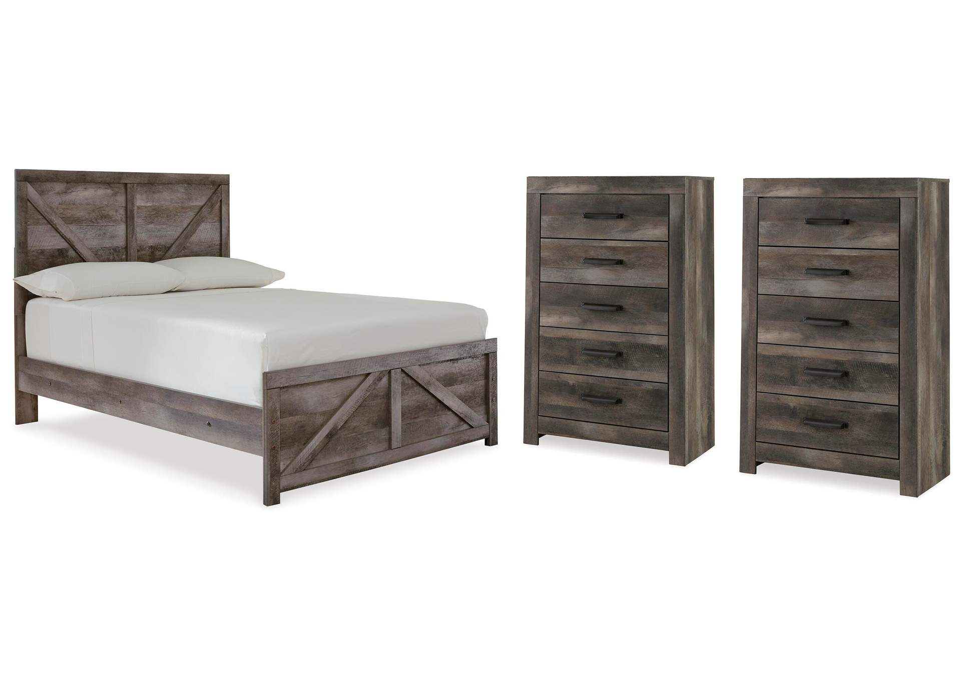 Wynnlow Full Crossbuck Panel Bed and 2 Chests image 1
