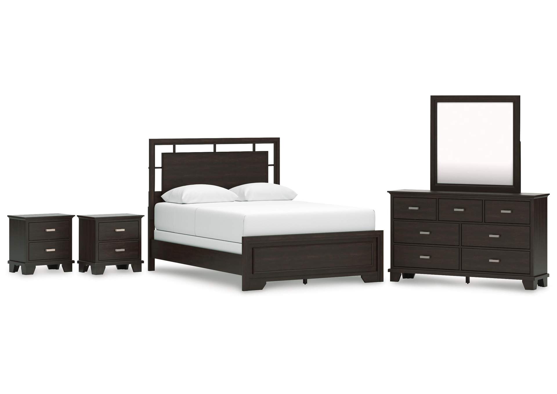Covetown Queen Panel Bed, Dresser, Mirror and 2 Nightstands image 1
