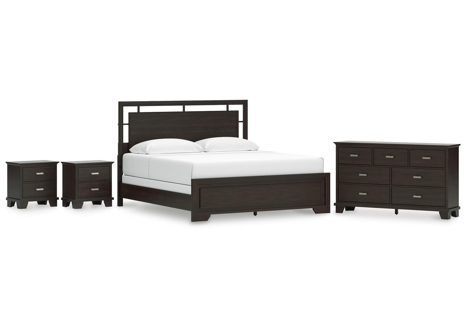 Covetown King Panel Bed, Dresser and 2 Nightstands image 1