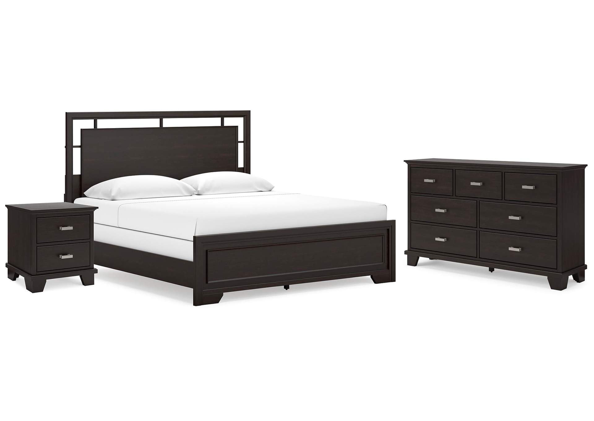 Covetown California King Panel Bed with Dresser and Nightstand image 1