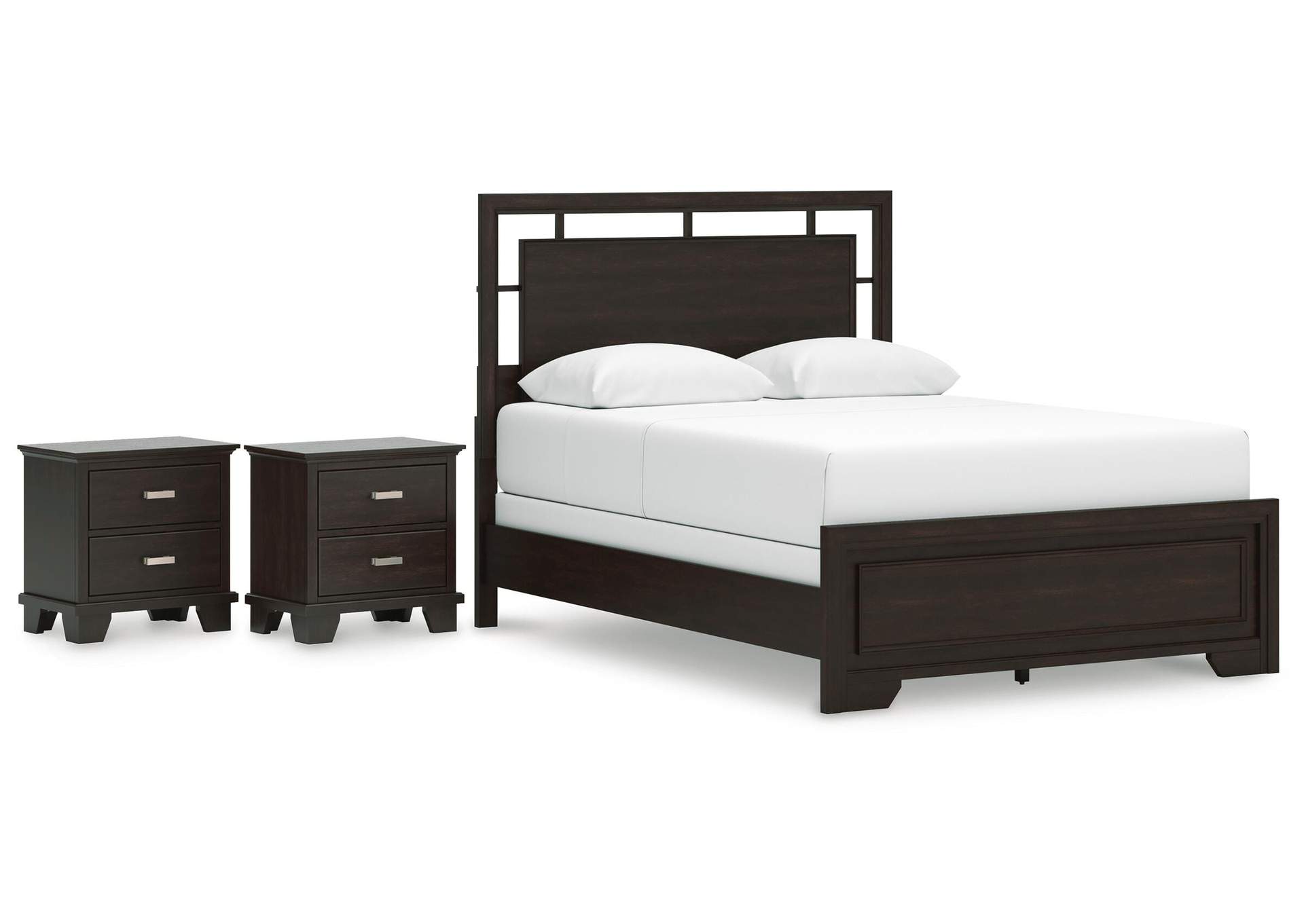 Covetown Queen Panel Bed and 2 Nightstands image 1