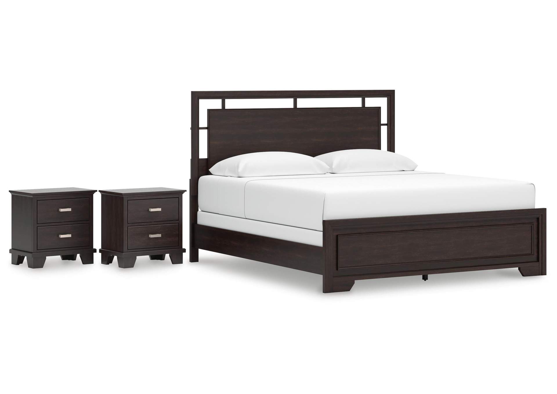 Covetown King Panel Bed and 2 Nightstands image 1