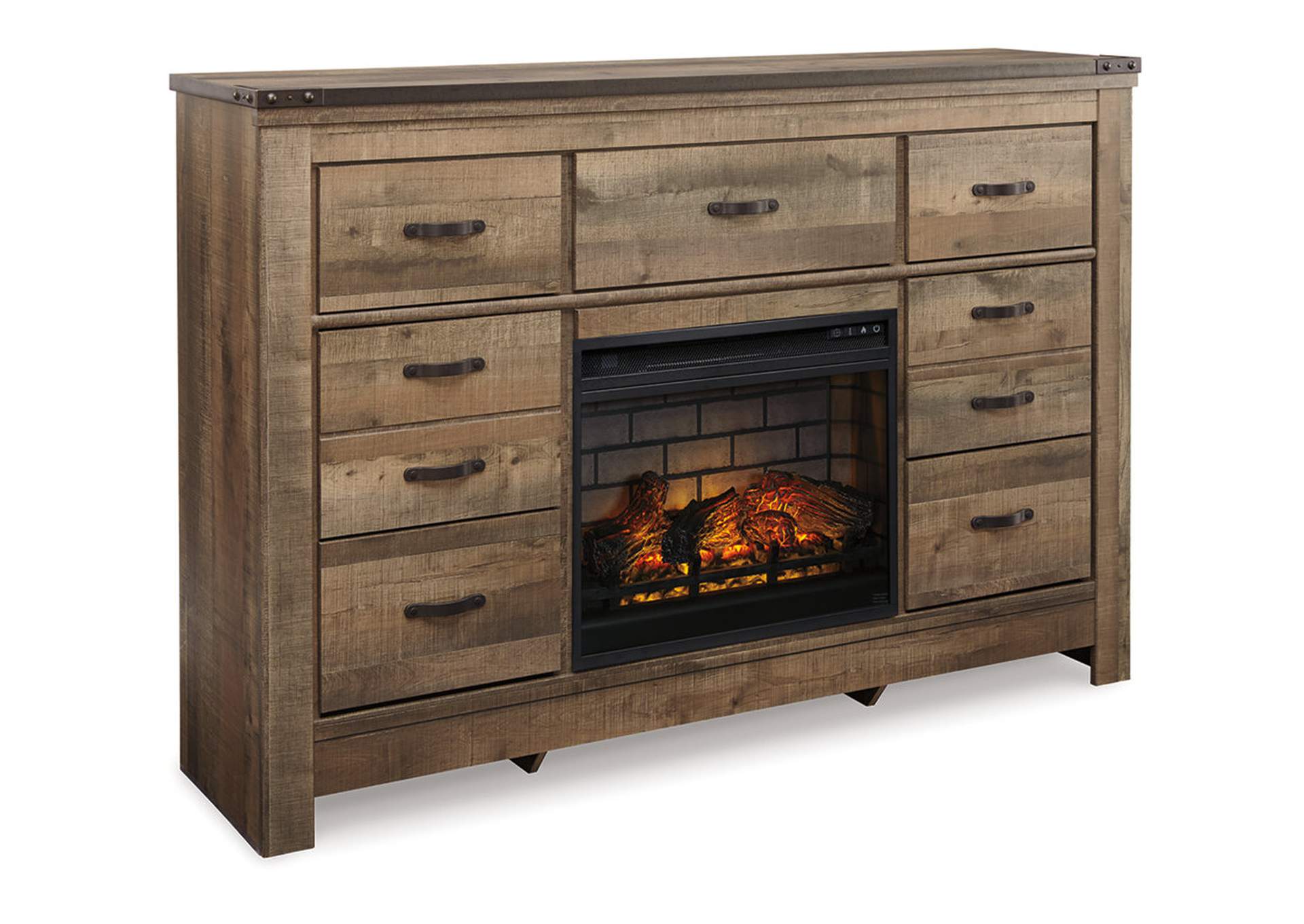 Trinell Dresser with Electric Fireplace
