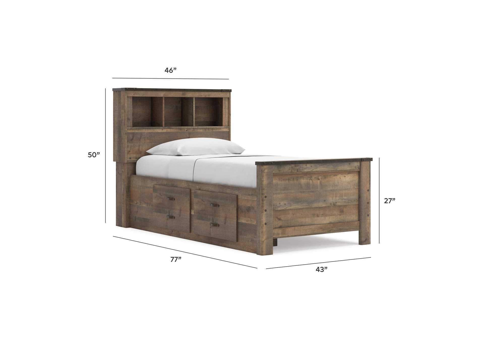 Trinell Twin Bookcase Bed with 2 Storage Drawers image 9
