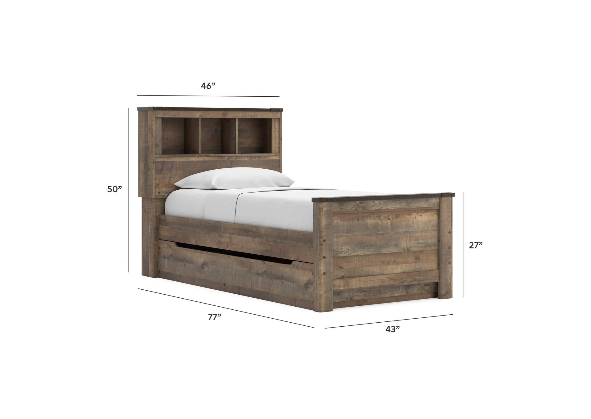 Trinell Twin Bookcase Bed with 1 Large Storage Drawer image 5