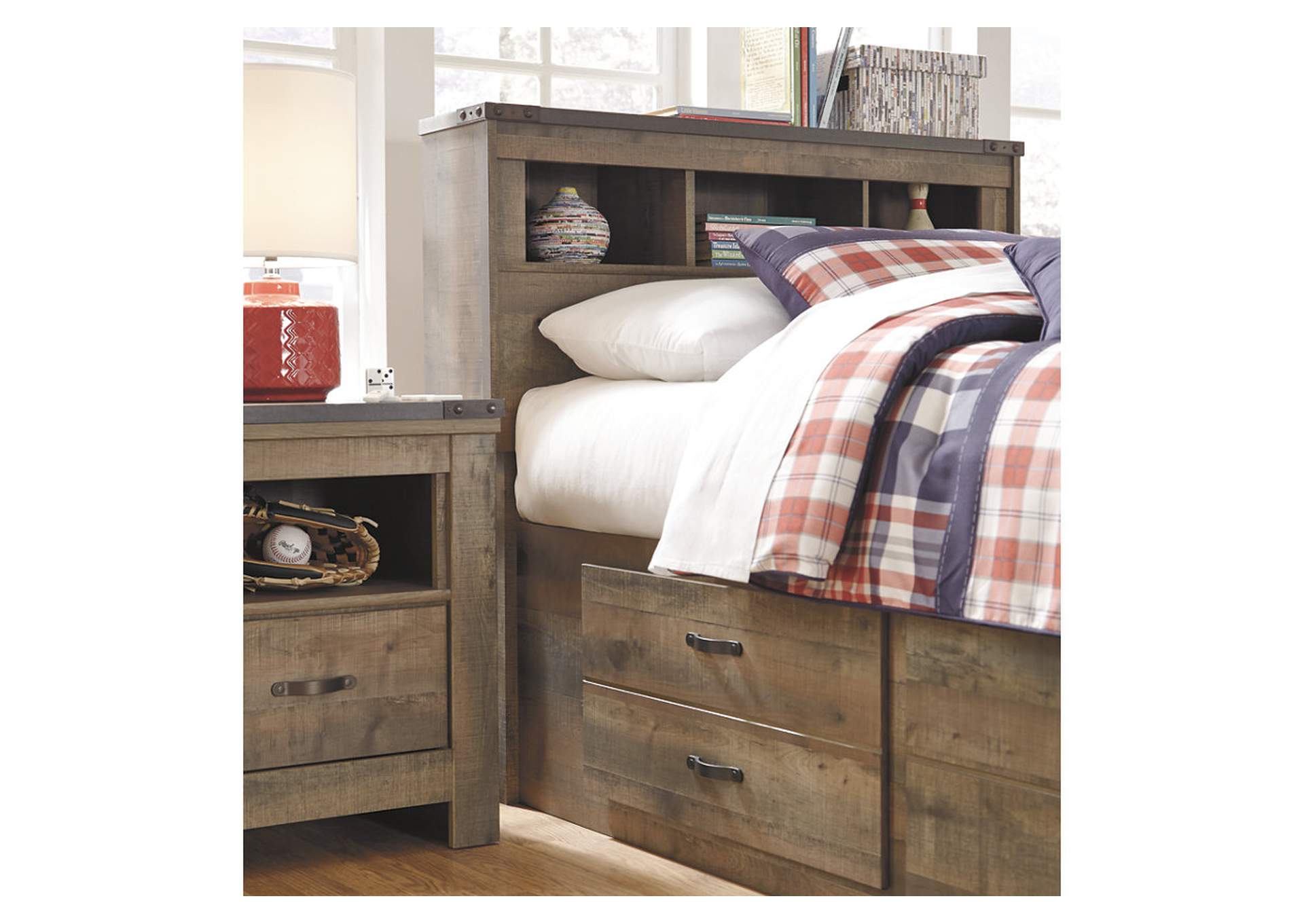 Trinell Twin Bookcase Bed with 2 Storage Drawers