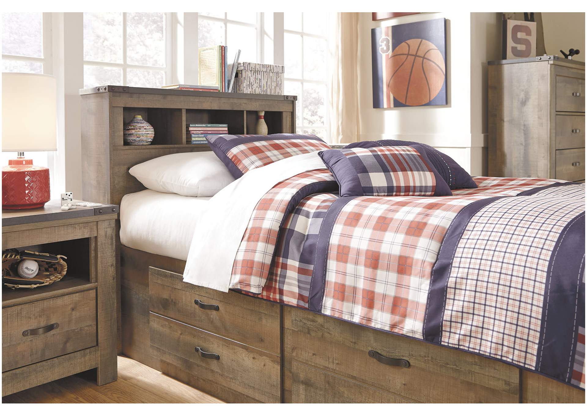 Trinell Twin Bookcase Bed with 2 Storage Drawers image 7
