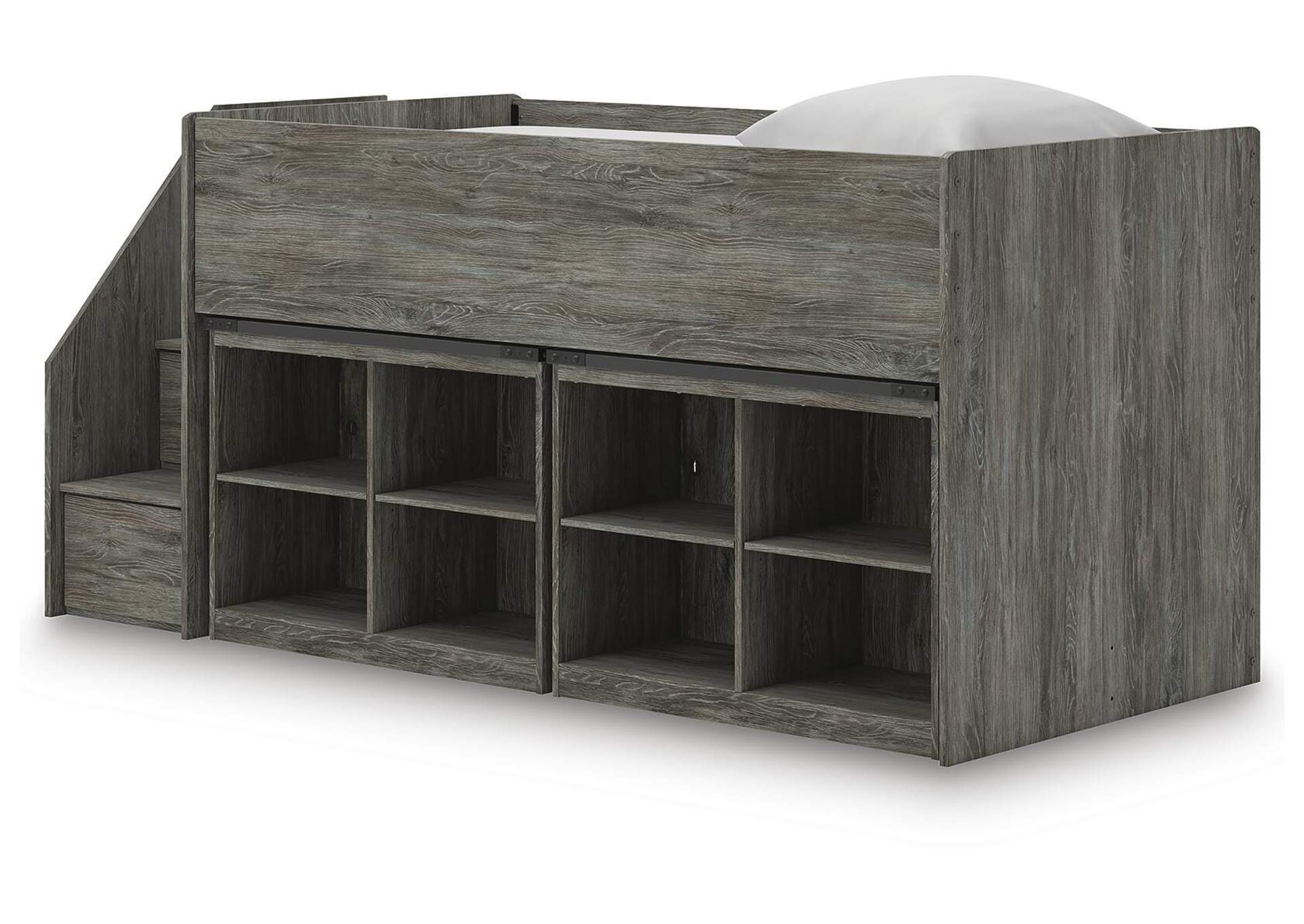 Frandern Twin Loft Bed with Bookcase Storage image 2