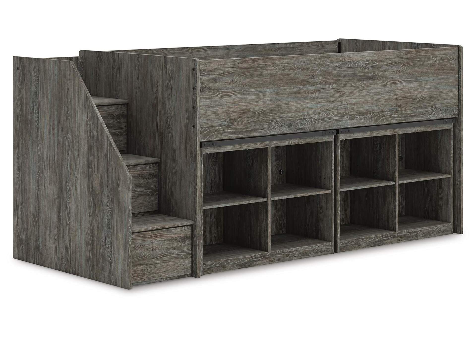 Frandern Twin Loft Bed with Bookcase Storage image 4