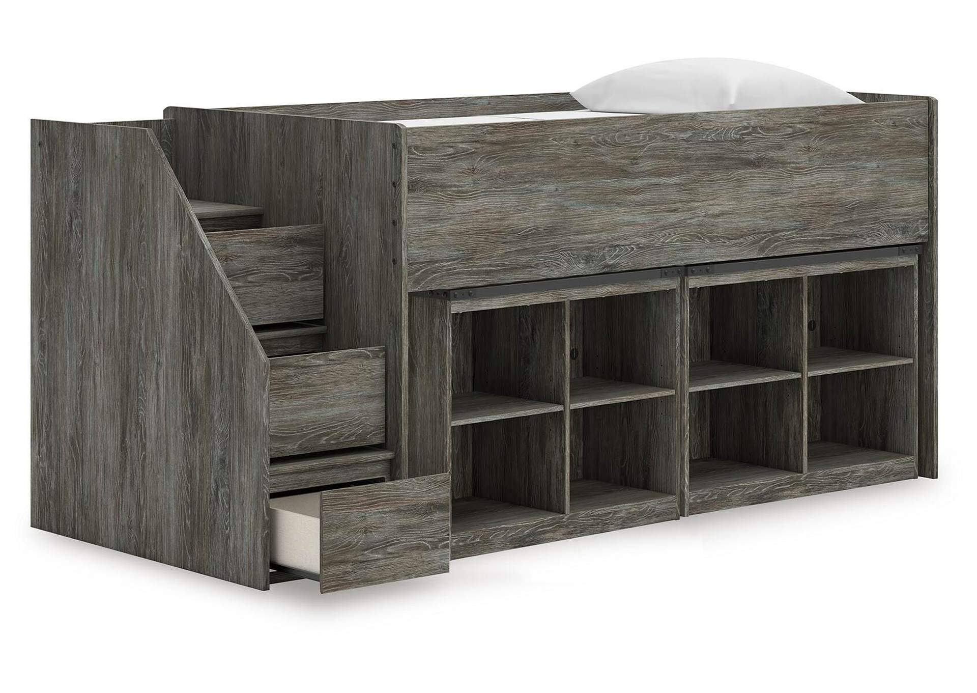 Frandern Twin Loft Bed with Bookcase Storage image 7