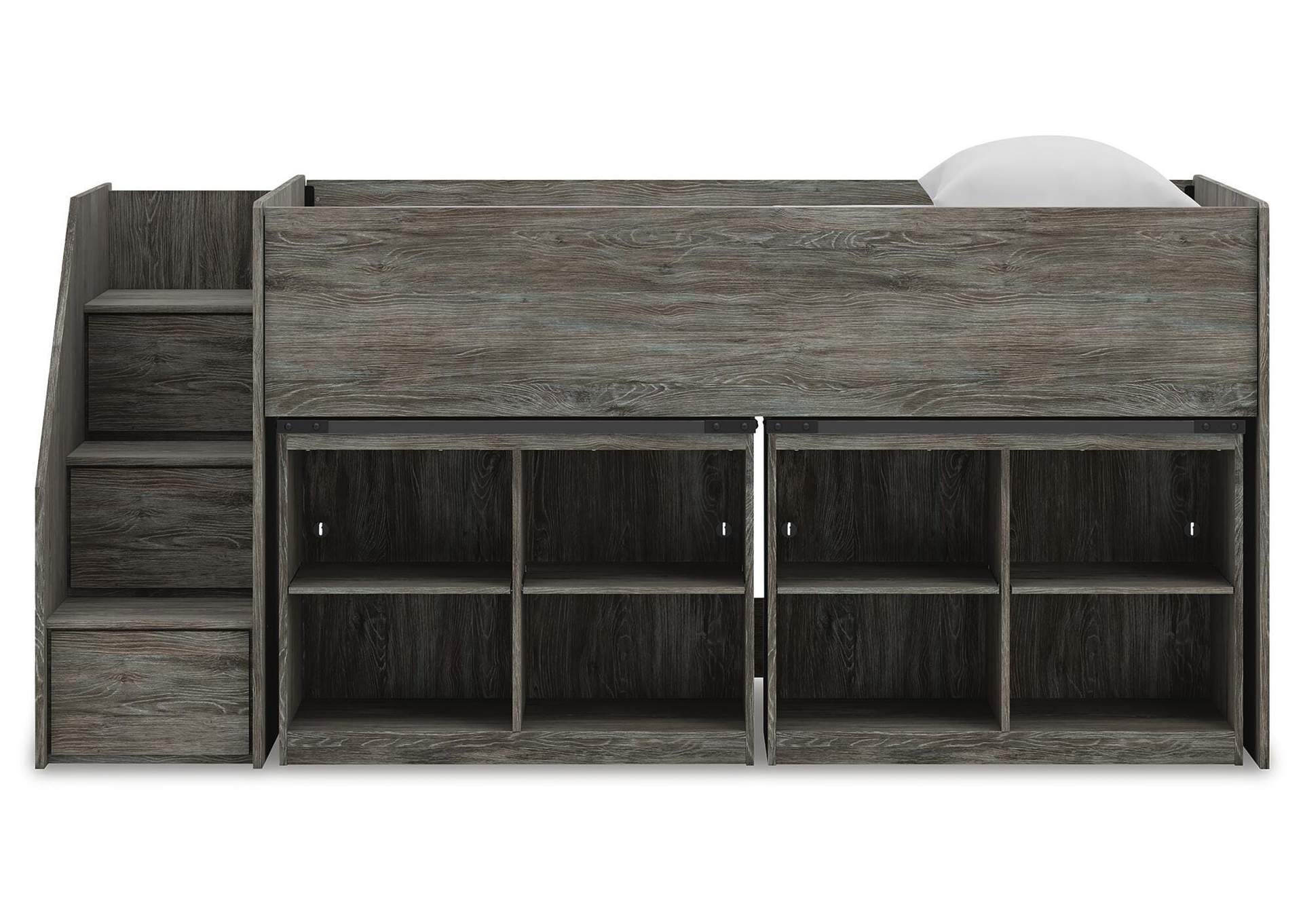 Frandern Twin Loft Bed with Bookcase Storage image 9