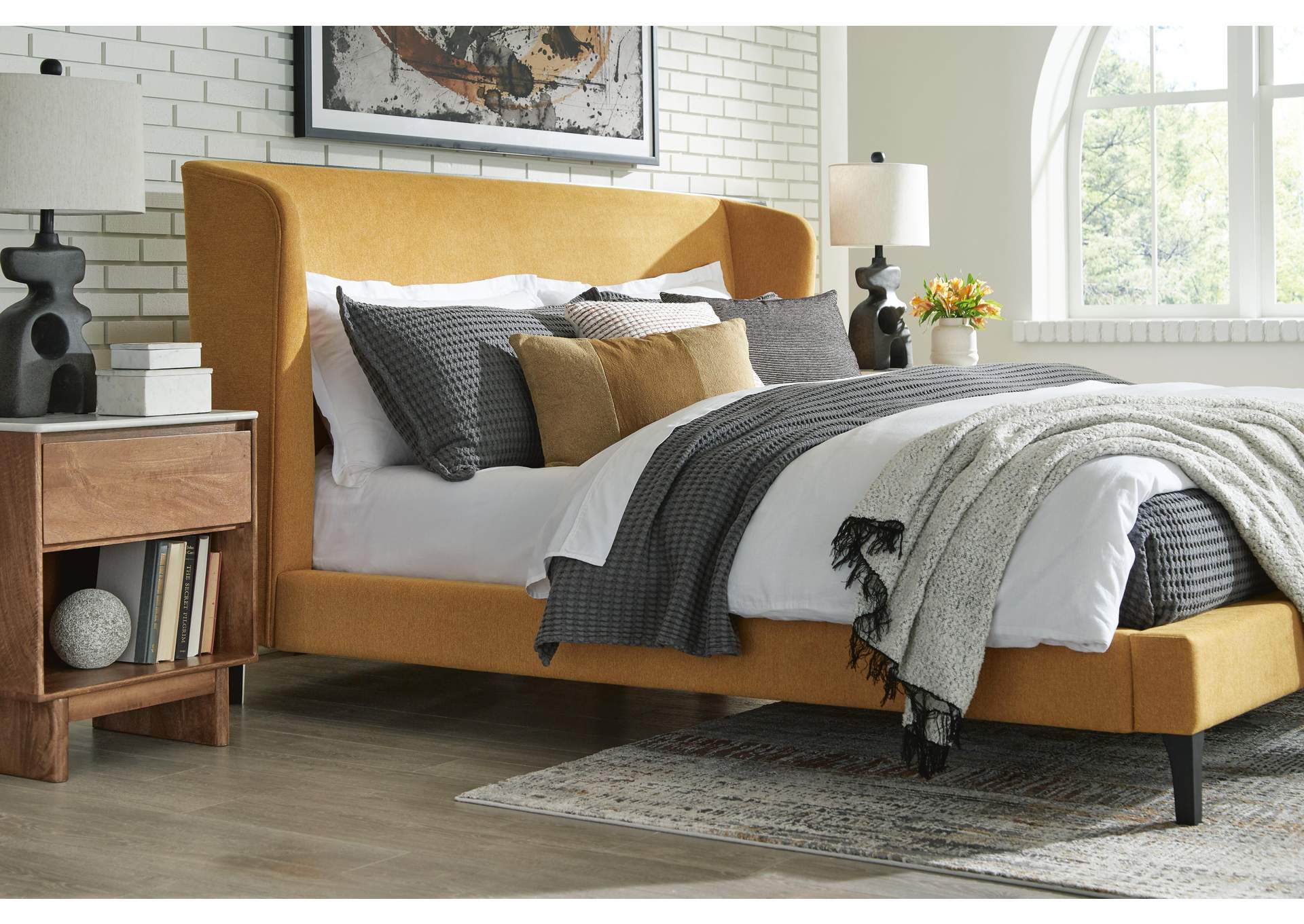 Maloken King Upholstered Bed with Roll Slats image 12