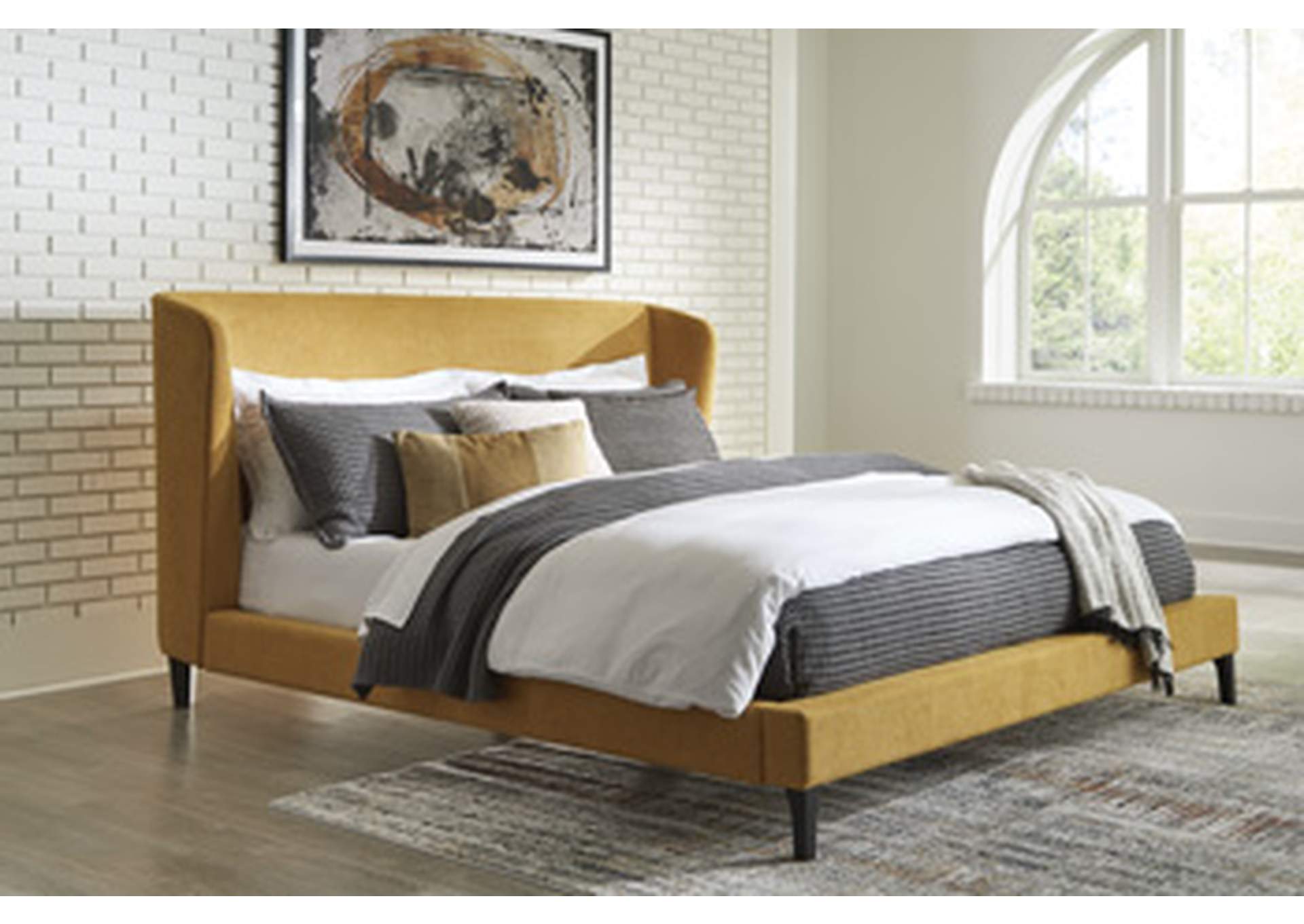 Maloken King Upholstered Bed with Roll Slats image 4