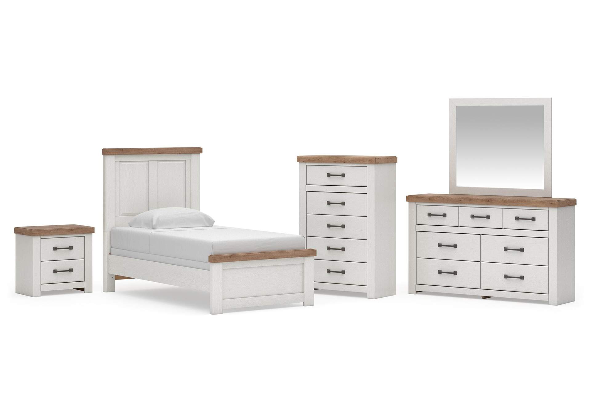 Savonport Twin Panel Bed, Dresser, Mirror, Chest and Nightstand image 1