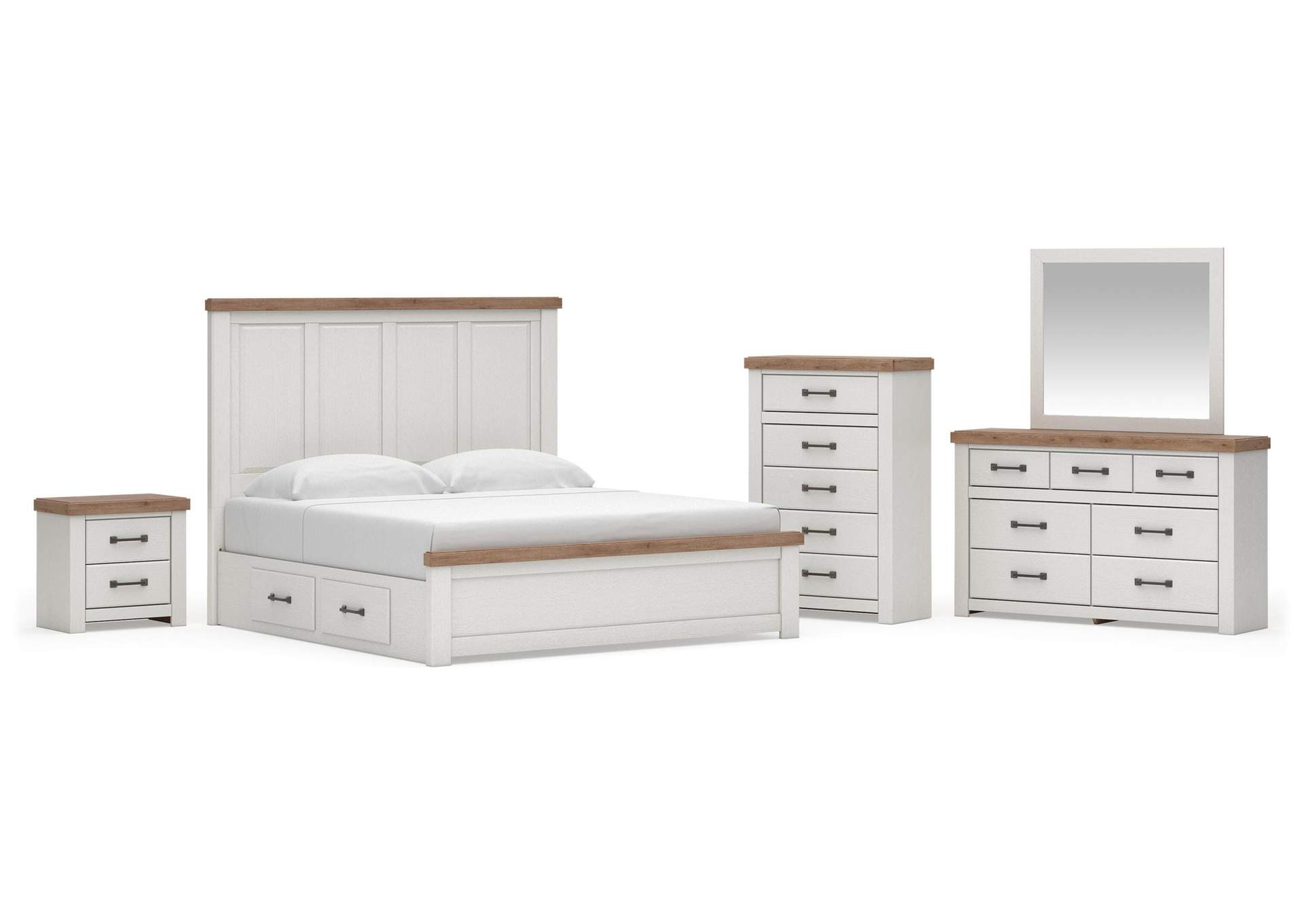 Savonport King Panel Bed with Storage, Dresser, Mirror, Chest and Nightstand image 1
