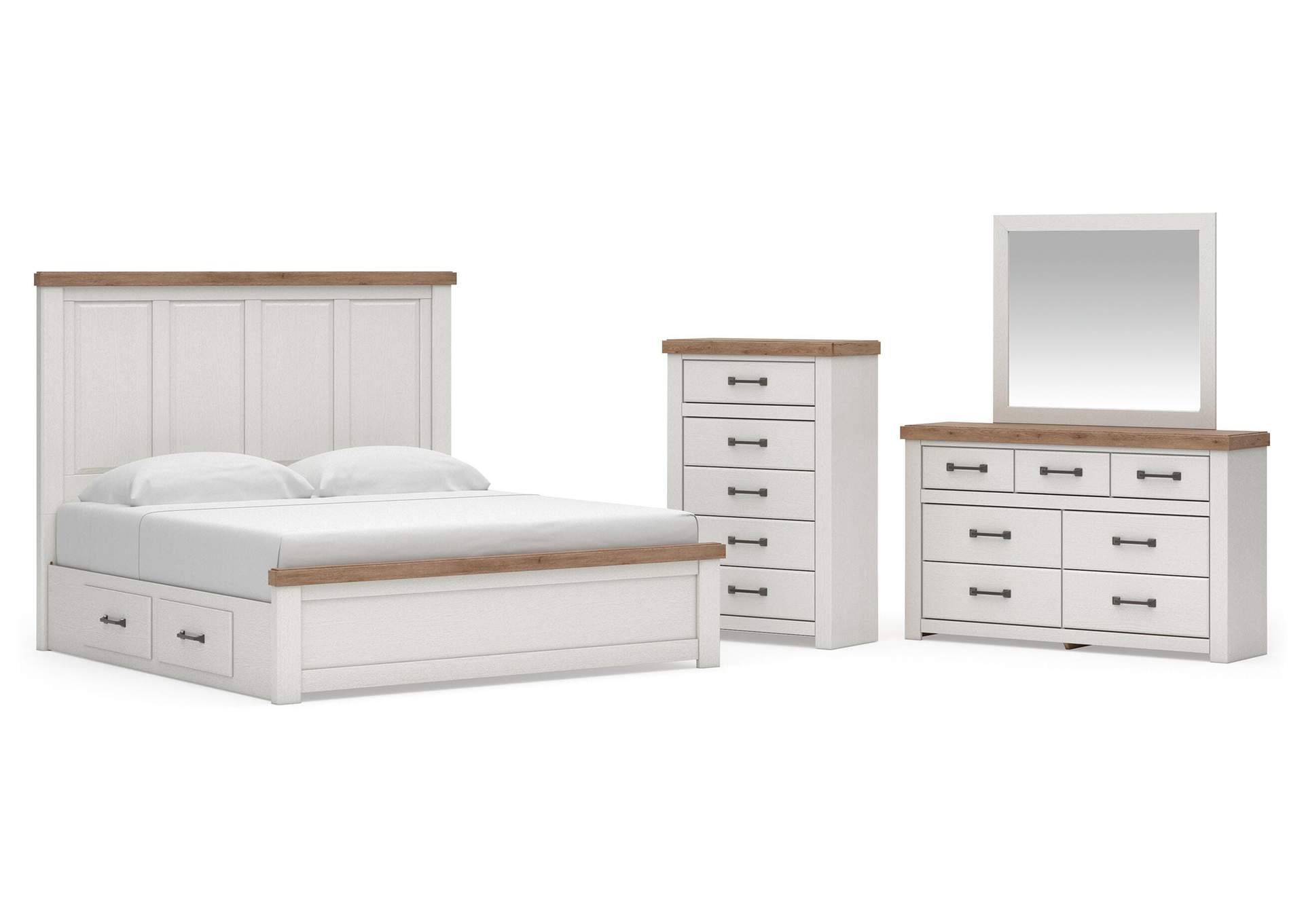 Savonport King Panel Bed with Storage, Dresser, Mirror and Chest image 1