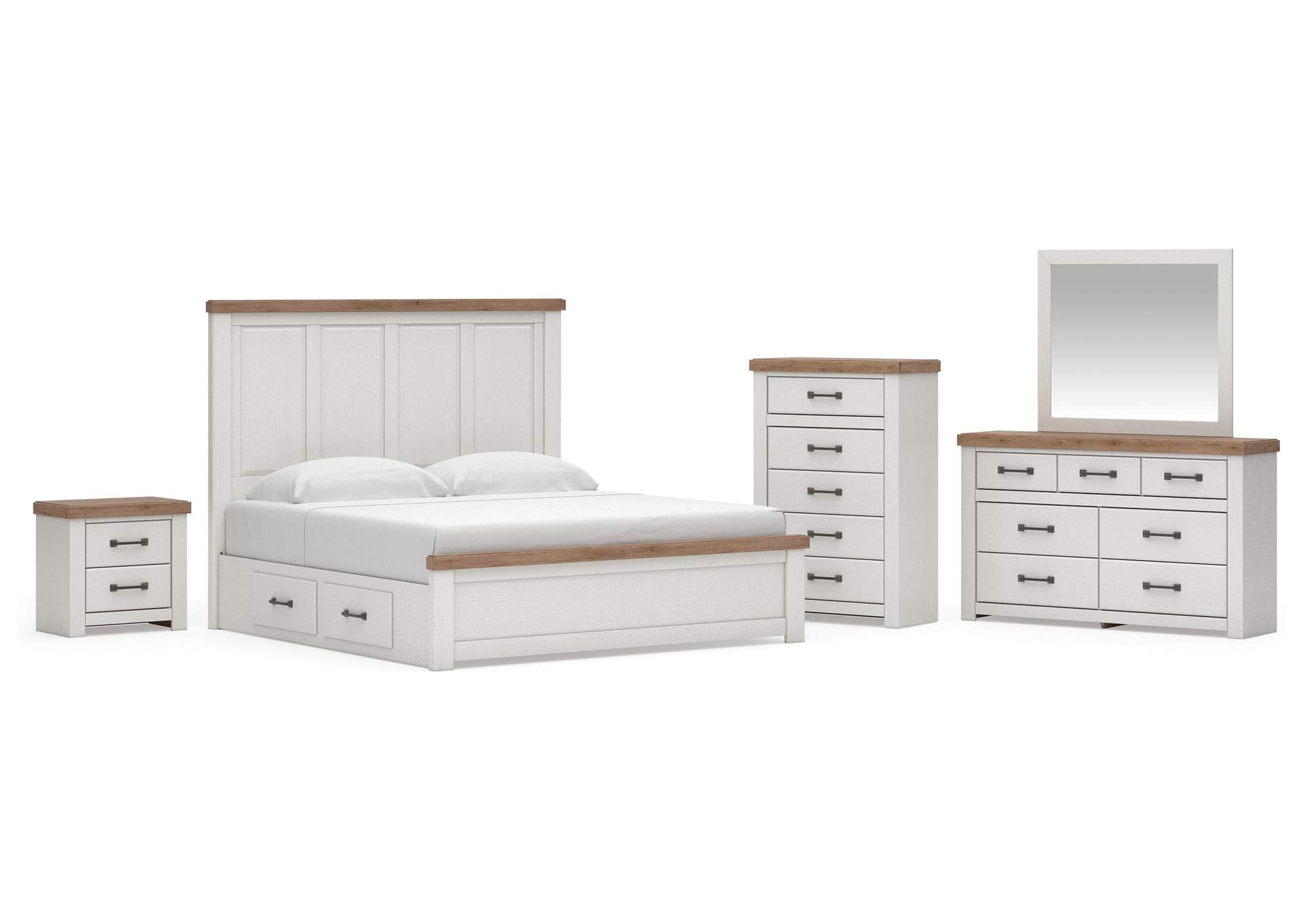 Savonport King Panel Bed with Storage, Dresser, Mirror, Chest and Nightstand image 1