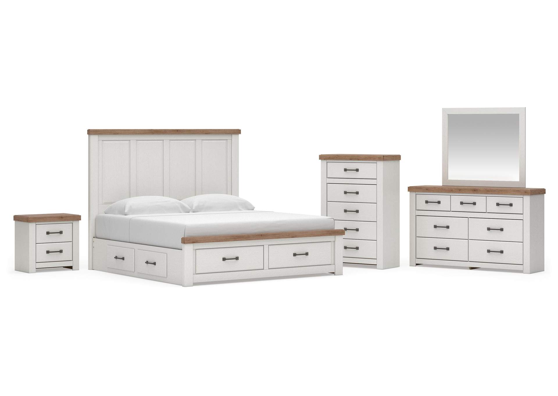 Savonport King Panel Storage Bed, Dresser, Mirror, Chest and Nightstand image 1