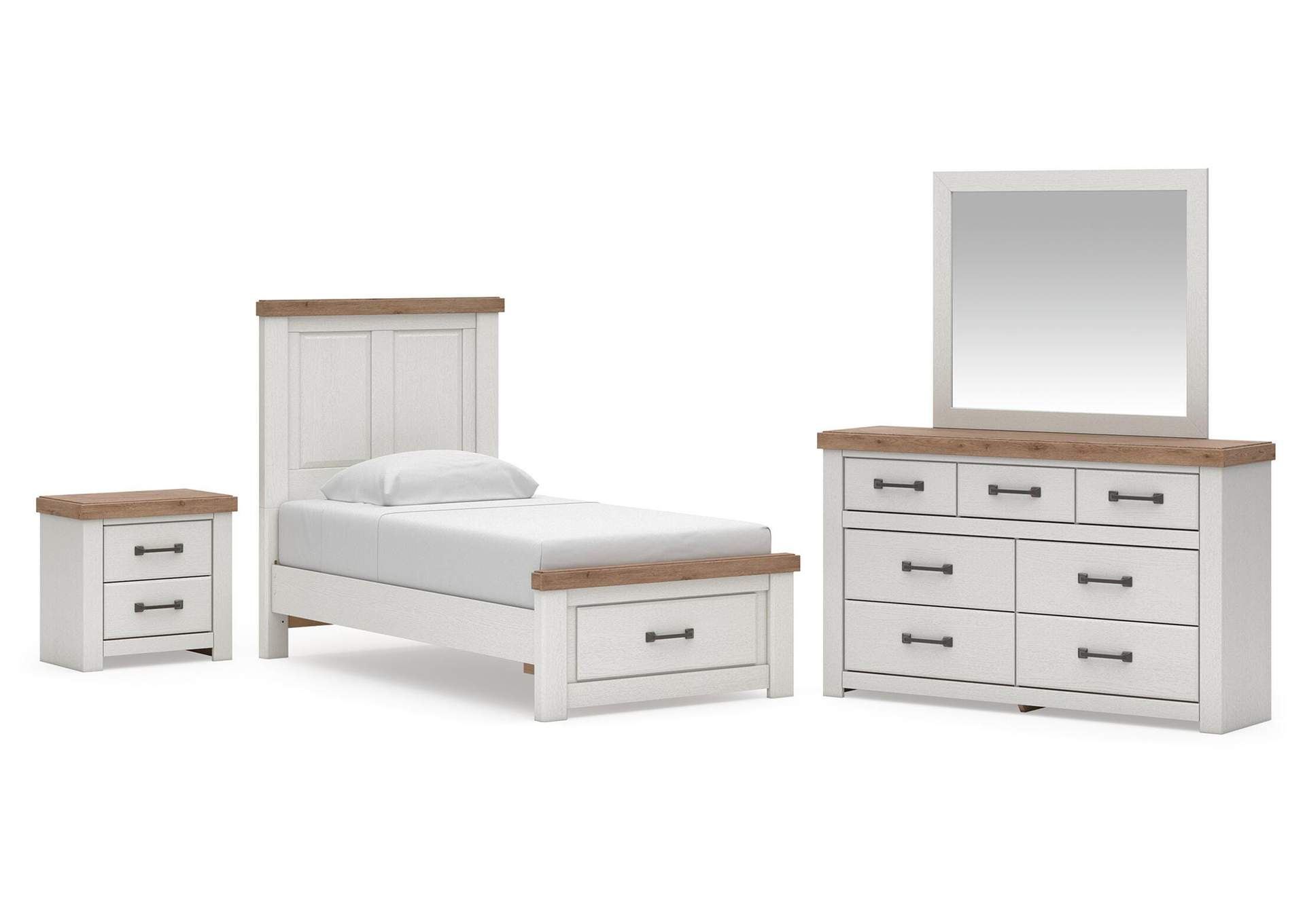 Savonport Twin Panel Storage Bed. Dresser, Mirror and Nightstand image 1