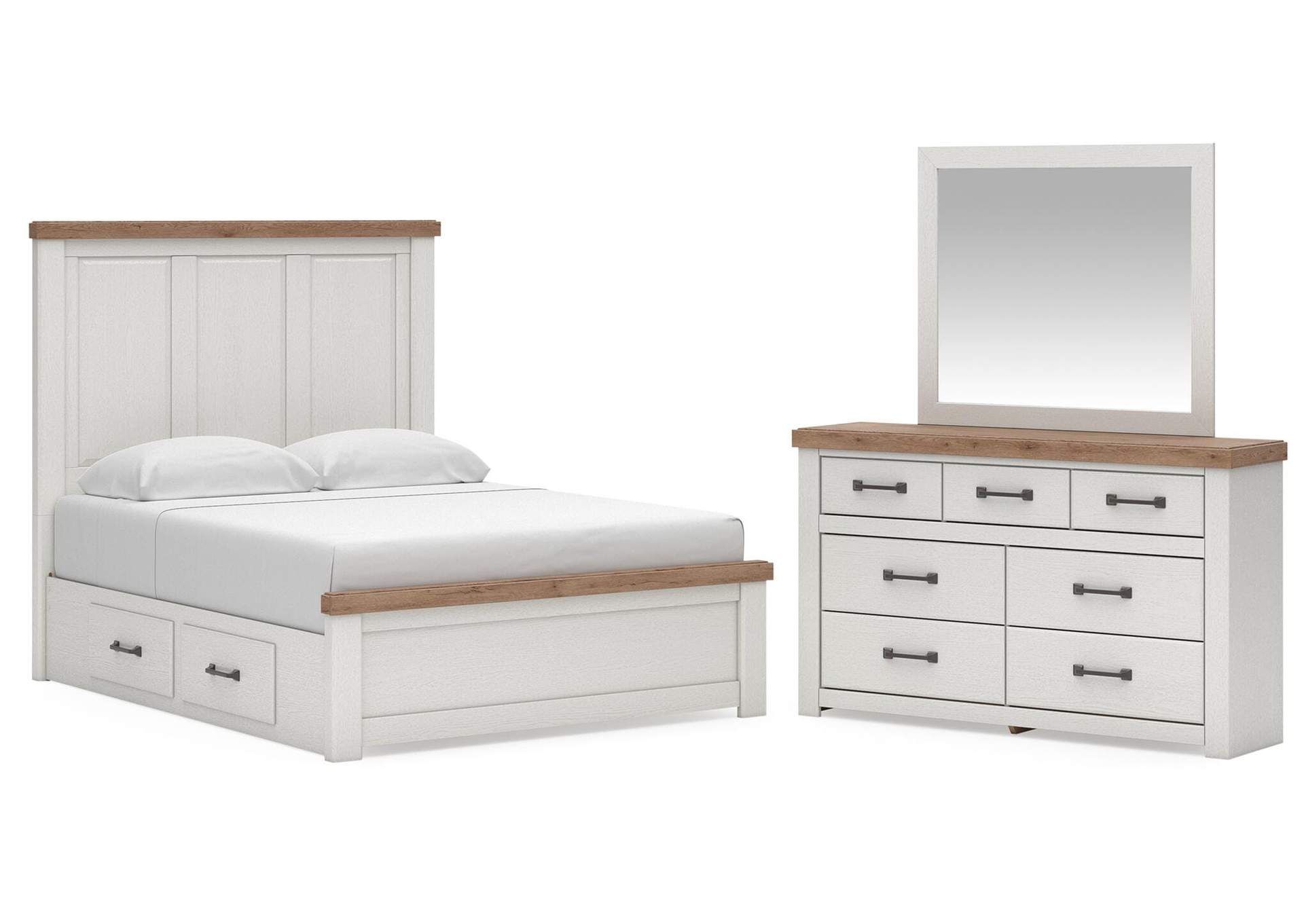 Savonport Queen Panel Bed with Storage, Dresser and Mirror image 1