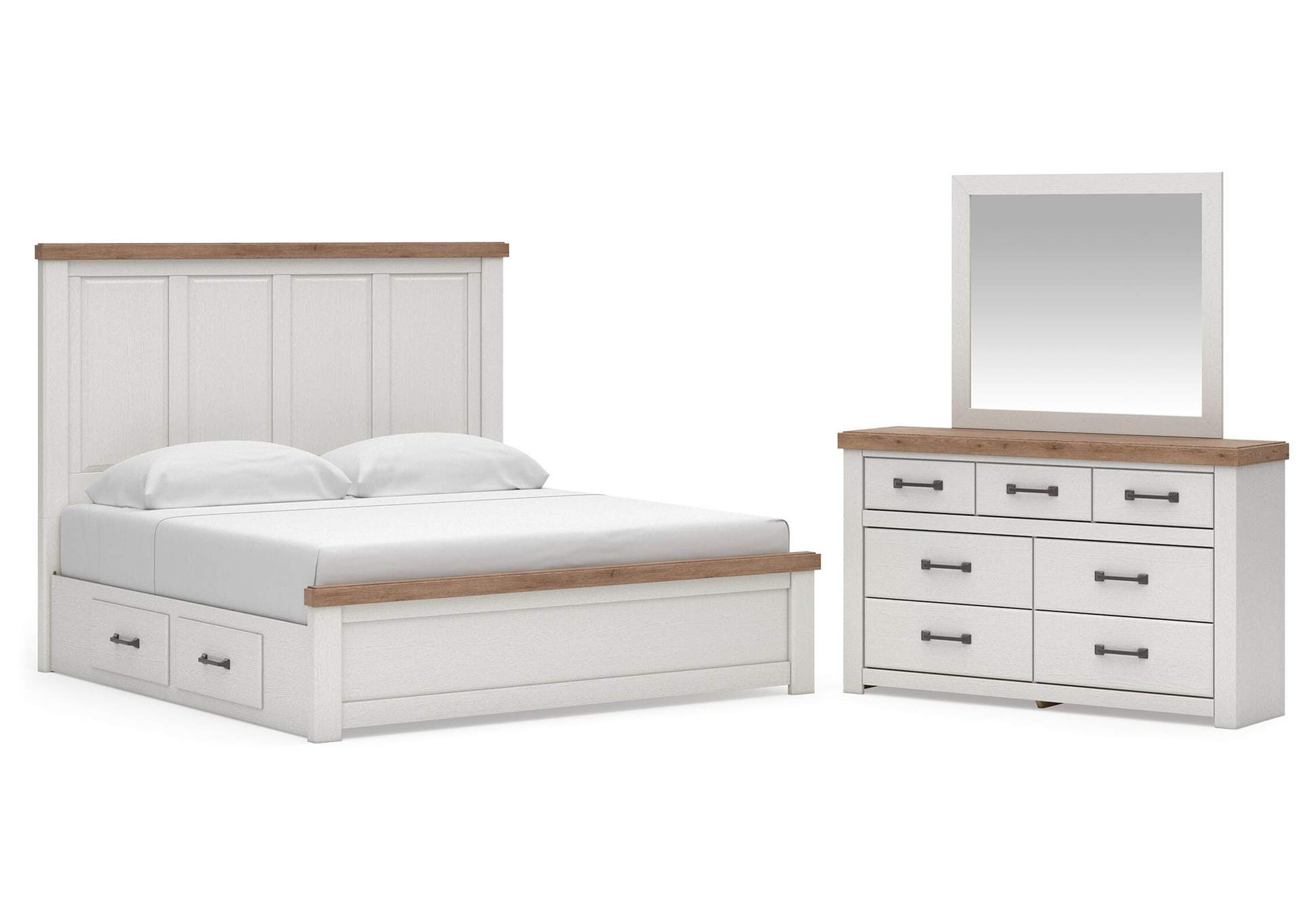 Savonport King Panel Bed with Storage, Dresser and Mirror image 1