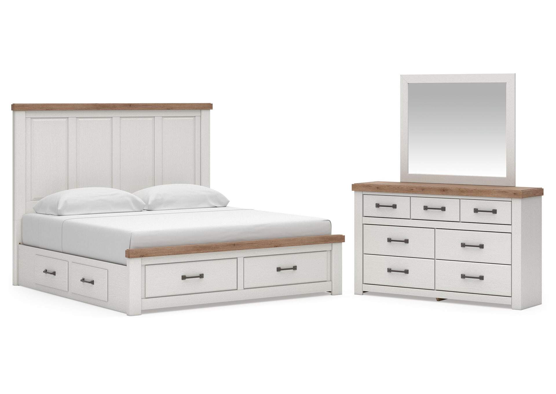 Savonport King Panel Storage Bed, Dresser and Mirror image 1