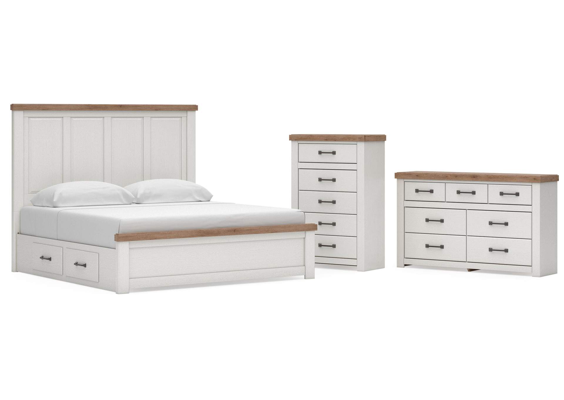 Savonport King Panel Bed with Storage, Dresser and Chest image 1