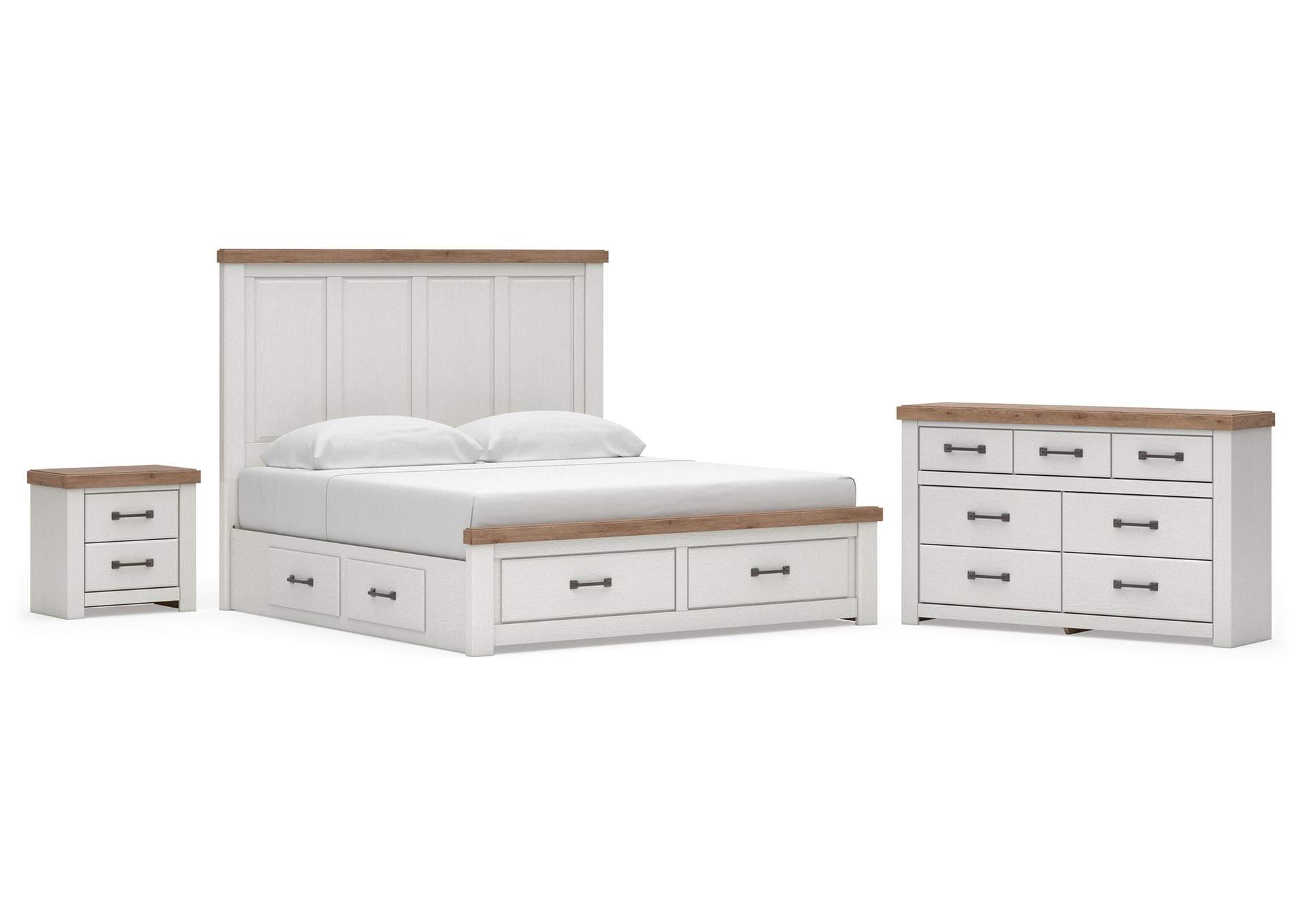 Savonport King Panel Storage Bed, Dresser and Nightstand image 1