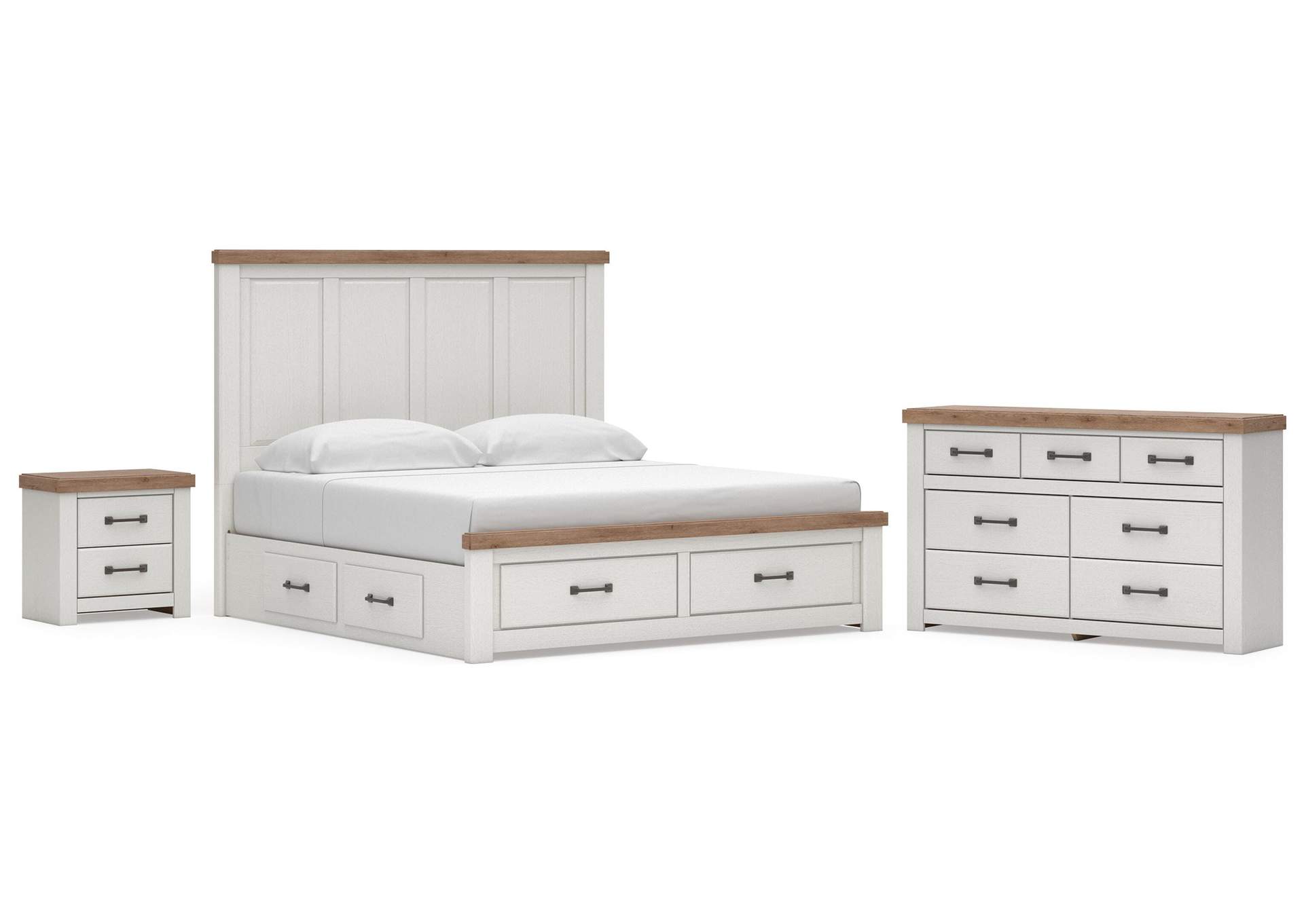 Savonport King Panel Storage Bed, Dresser and Nightstand image 1