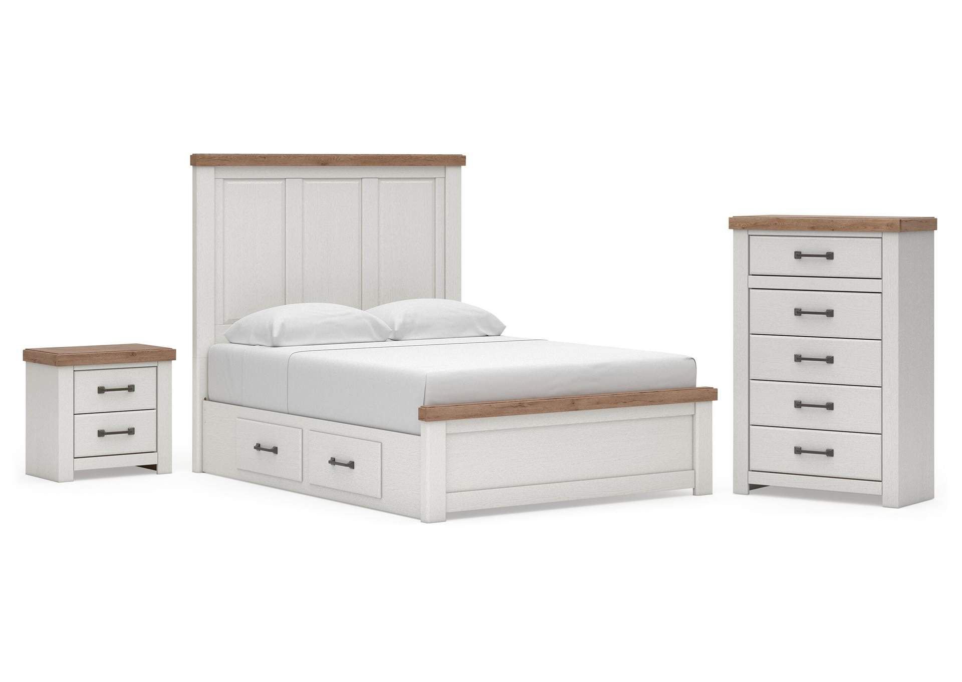 Savonport Queen Panel Bed with Storage, Chest and Nightstand image 1