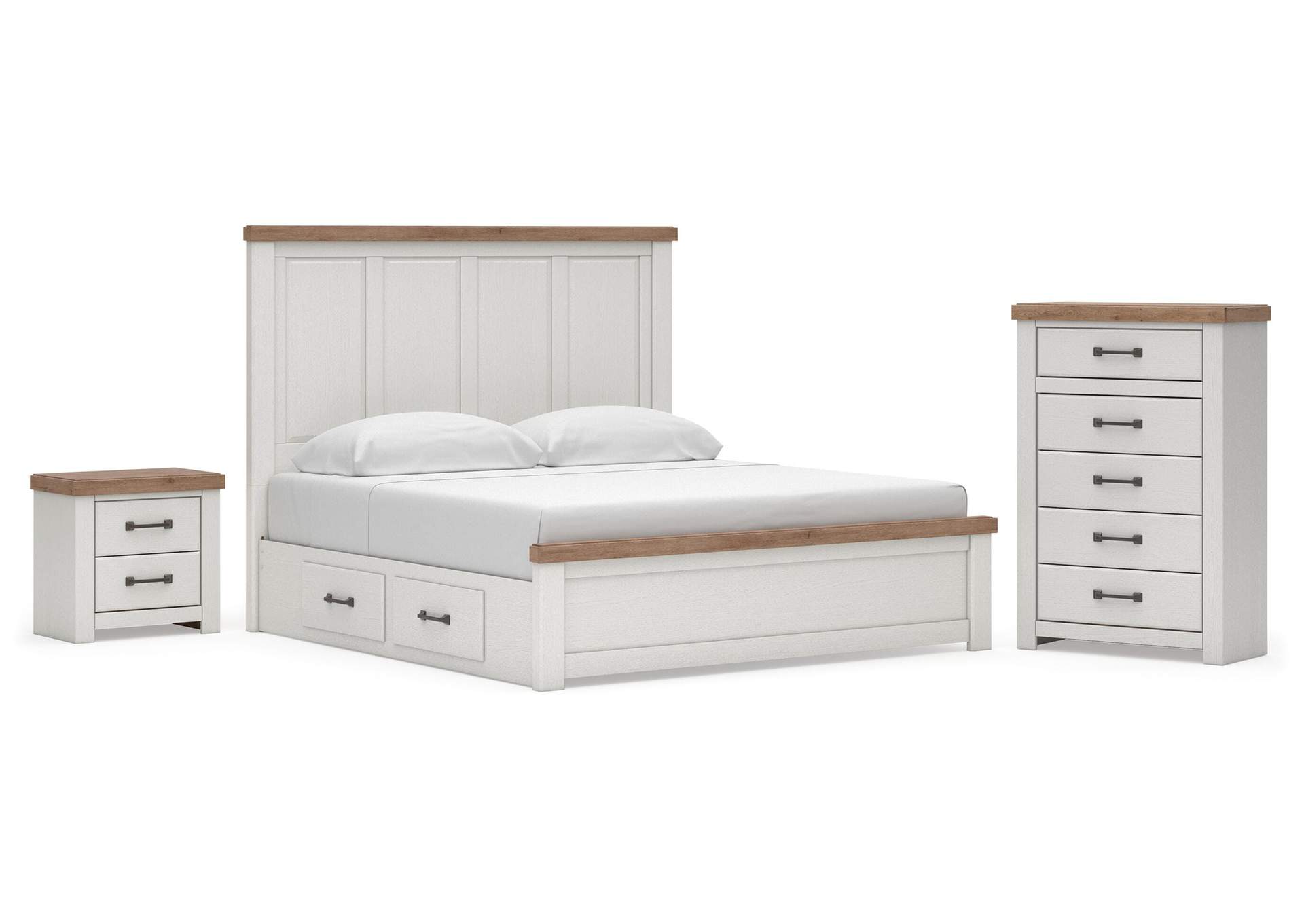 Savonport King Panel Bed with Storage, Chest and Nightstand image 1
