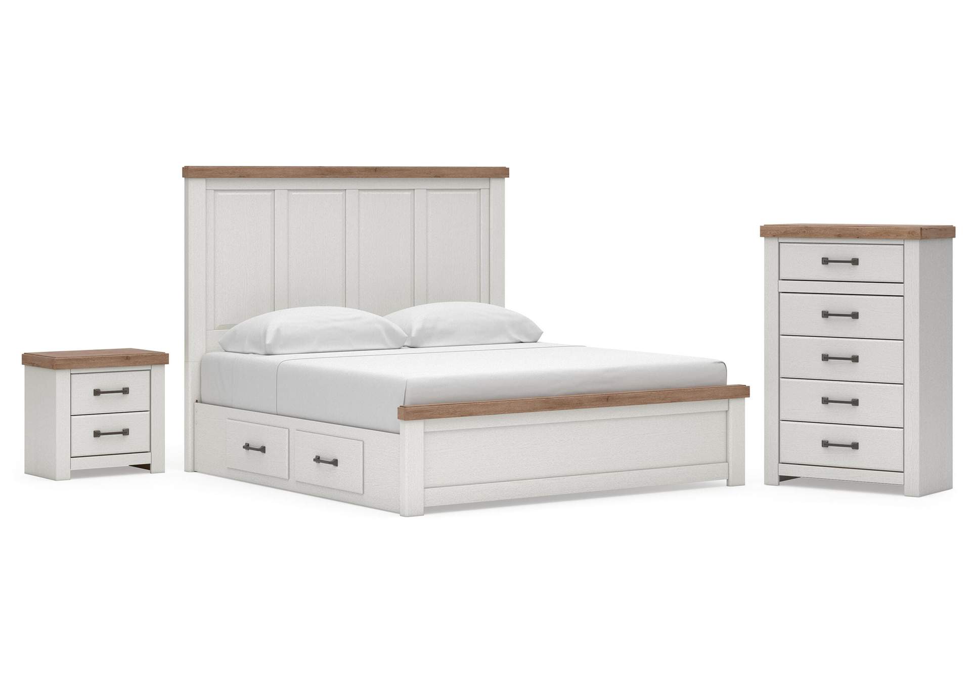 Savonport King Panel Bed with Storage, Chest and Nightstand image 1