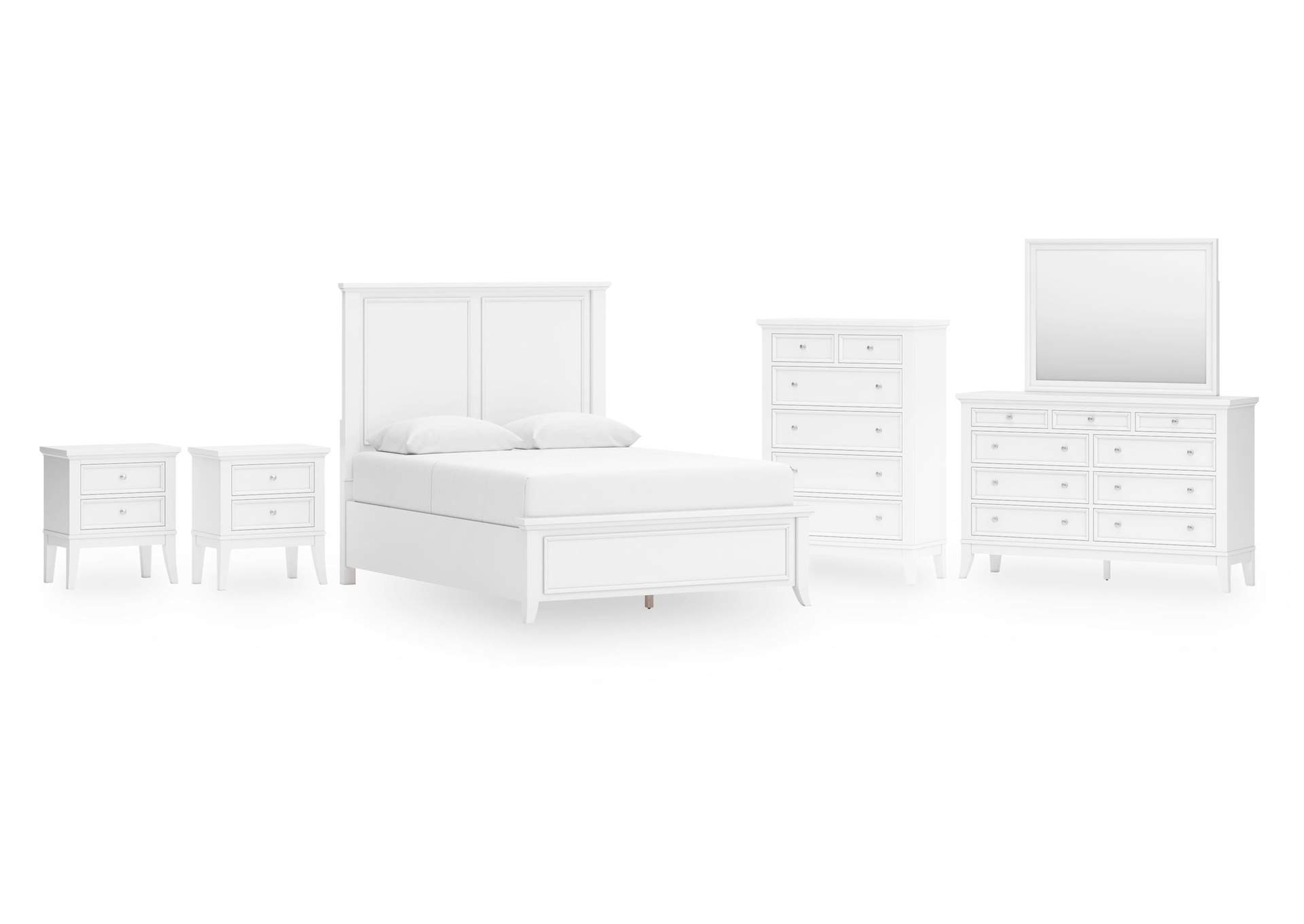 Trulani Queen Panel Bed with Mirrored Dresser, Chest and 2 Nightstands image 1