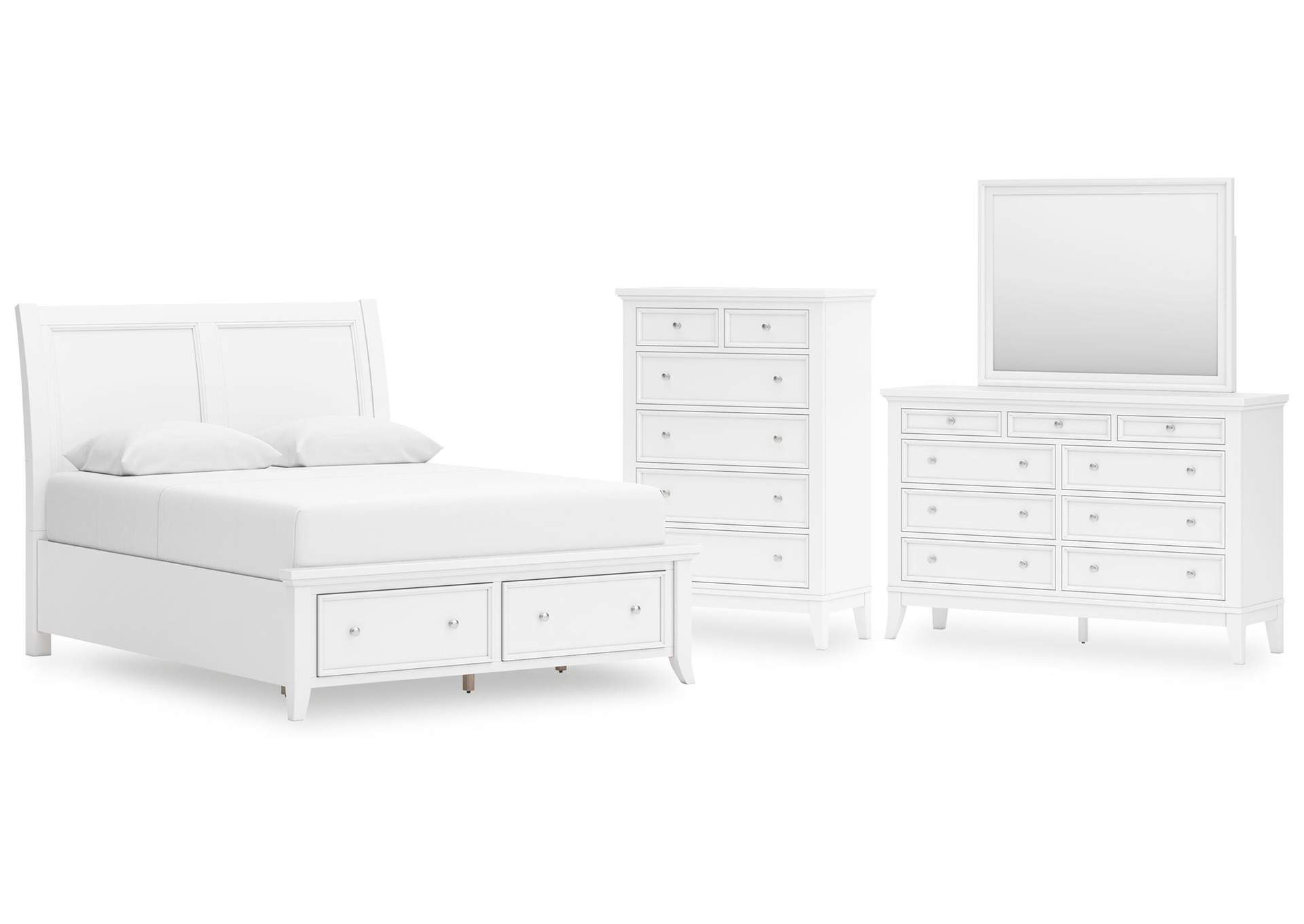 Trulani Queen Sleigh Storage Bed, Dresser, Mirror and Chest image 1