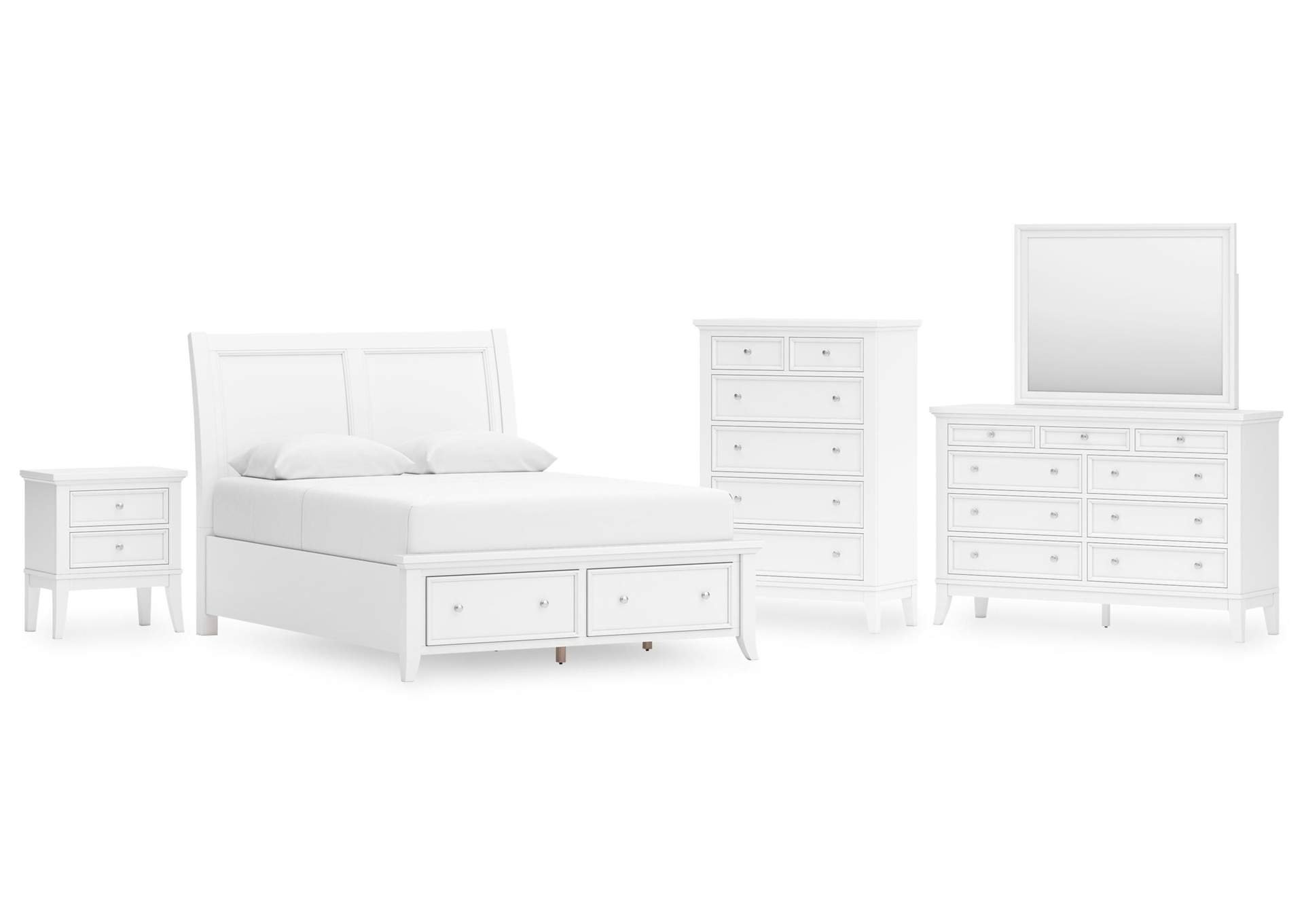 Trulani Queen Sleigh Storage Bed, Dresser, Mirror, Chest and Nightstand image 1