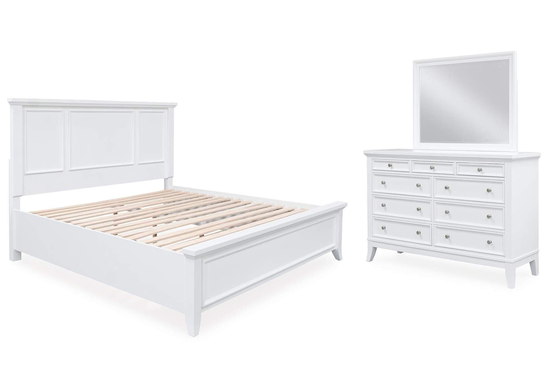 Trulani California King Panel Bed, Dresser and Mirror image 1
