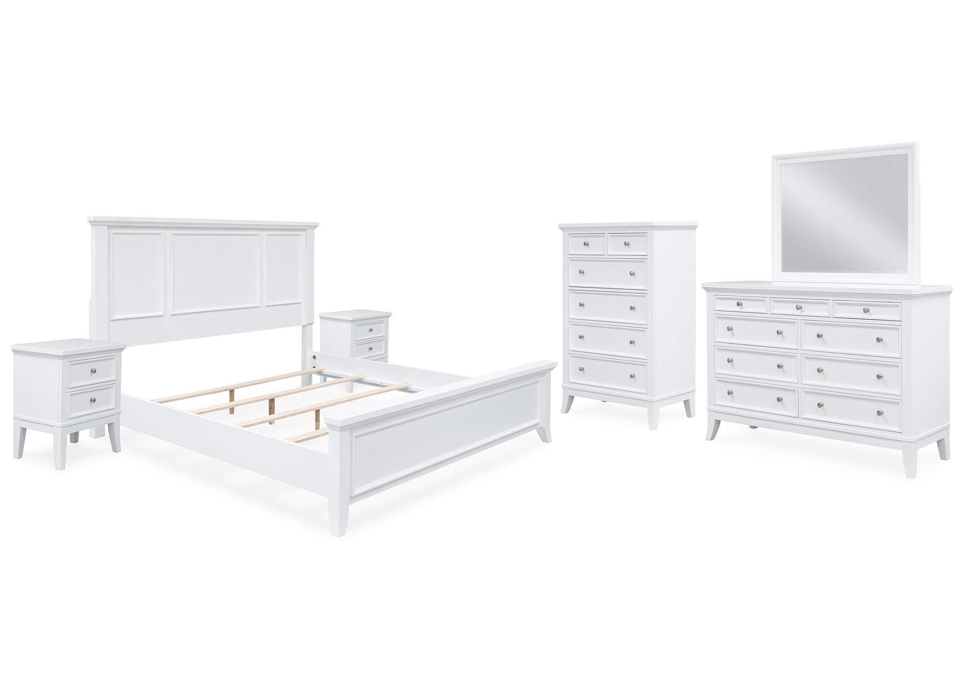 Trulani King Panel Bed with Mirrored Dresser, Chest and 2 Nightstands image 1