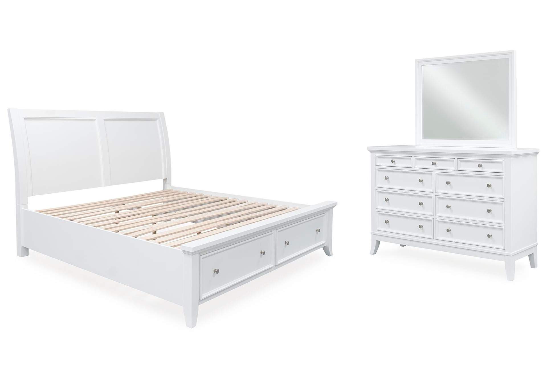 Trulani California King Sleigh Storage Bed, Dresser and Mirror image 1