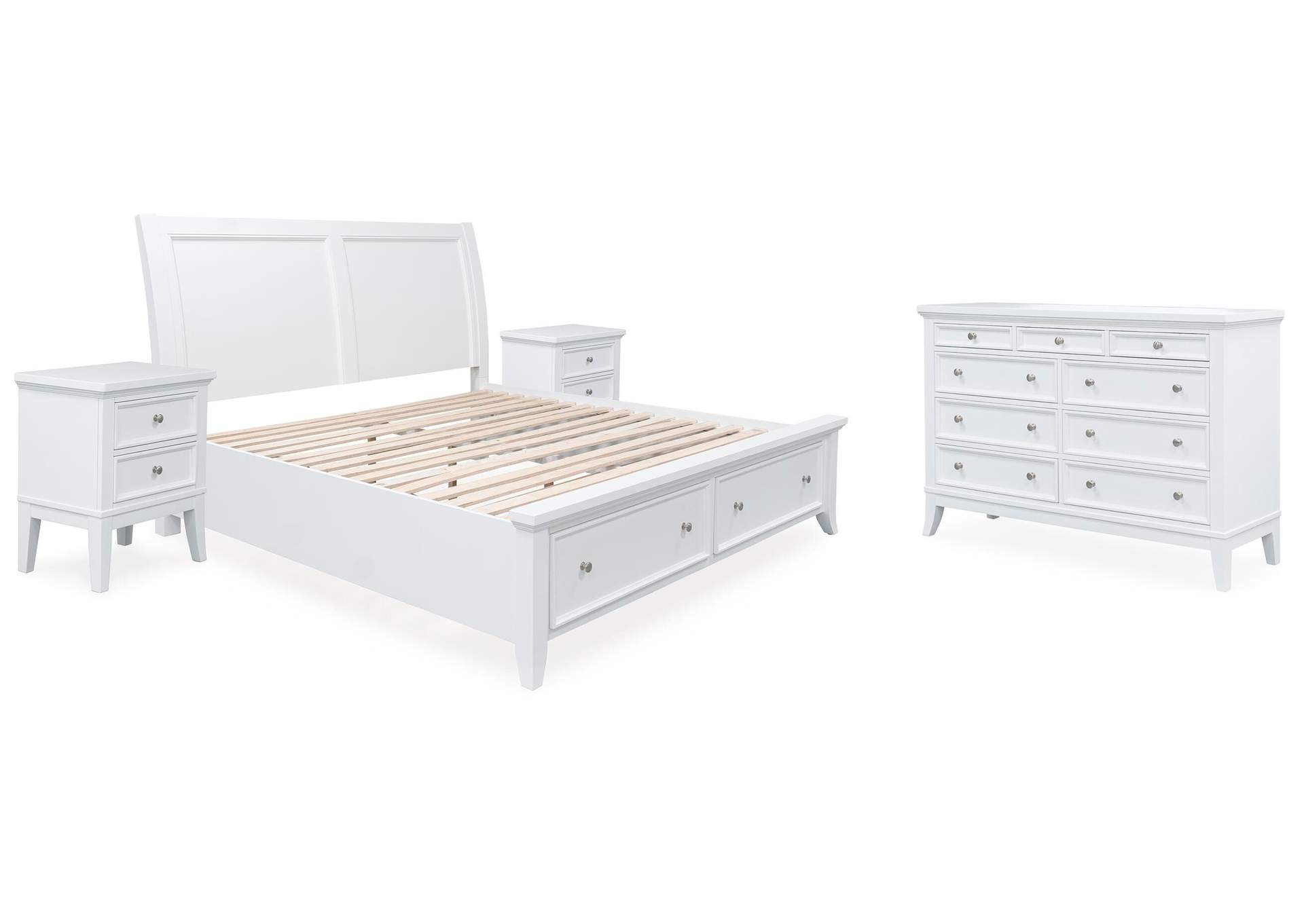 Trulani King Sleigh Storage Bed with Dresser and 2 Nightstands image 1