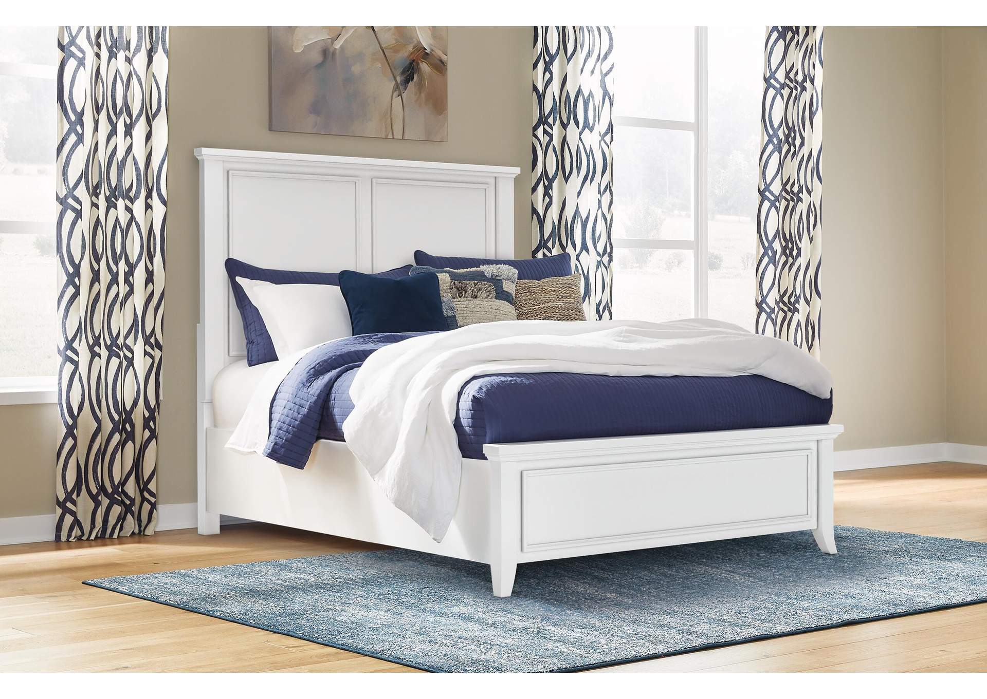 Trulani Queen Panel Bed with Mirrored Dresser and Nightstand image 7