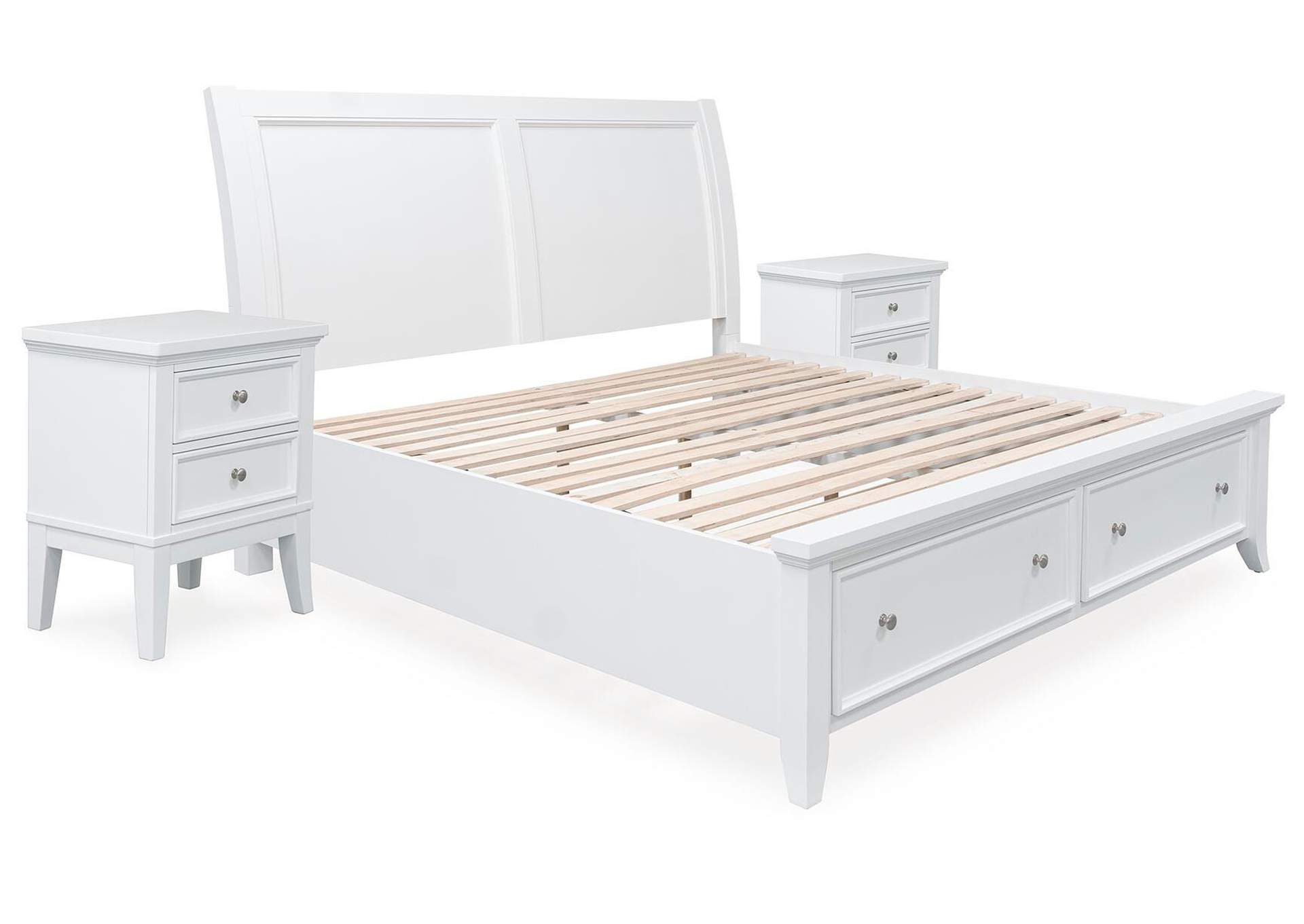 Trulani King Sleigh Storage Bed with 2 Nightstands image 1