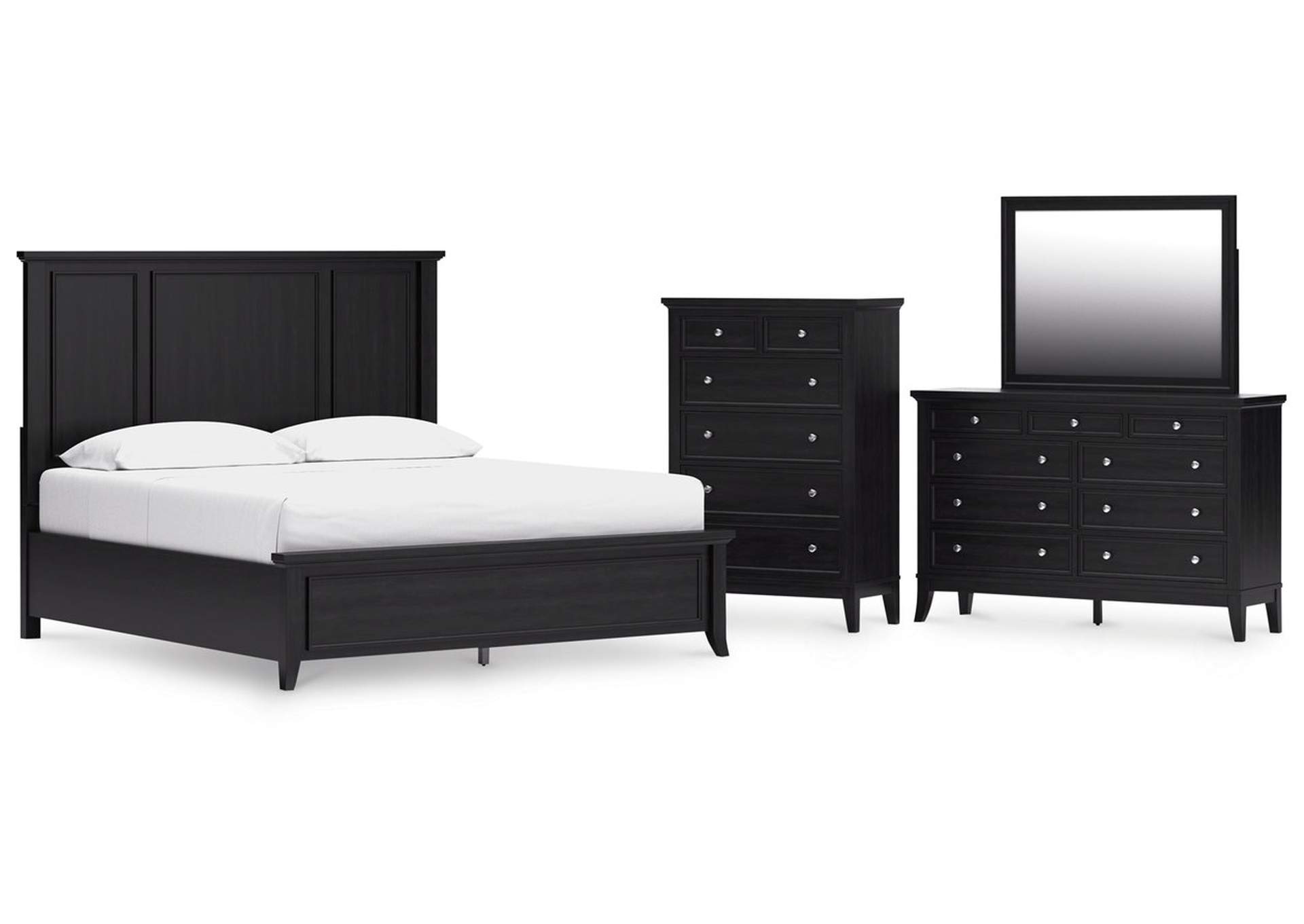 Bambori California King Panel Bed, Dresser, Mirror and Chest image 1