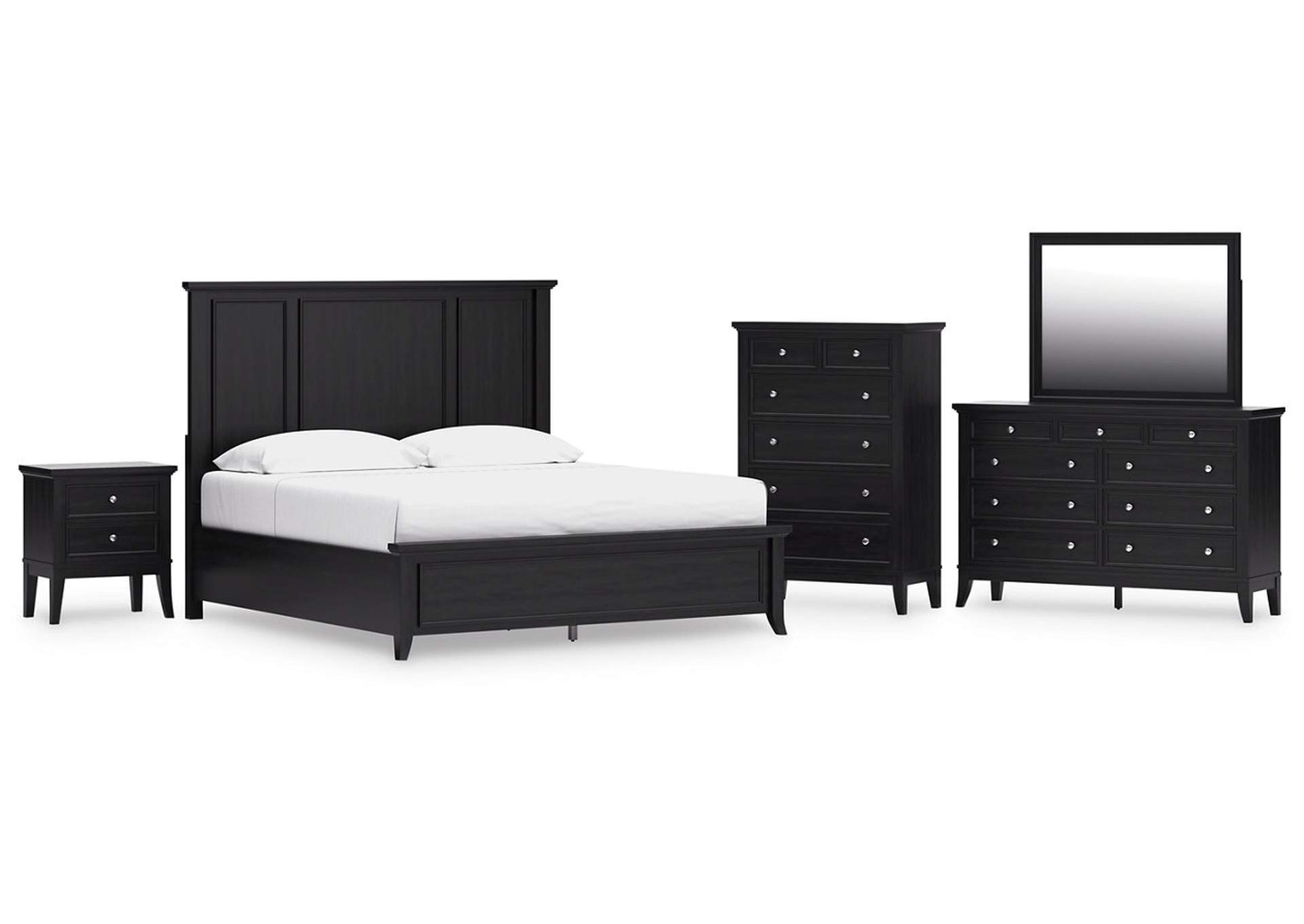 Bambori King Panel Bed, Dresser, Mirror, Chest and Nightstand image 1