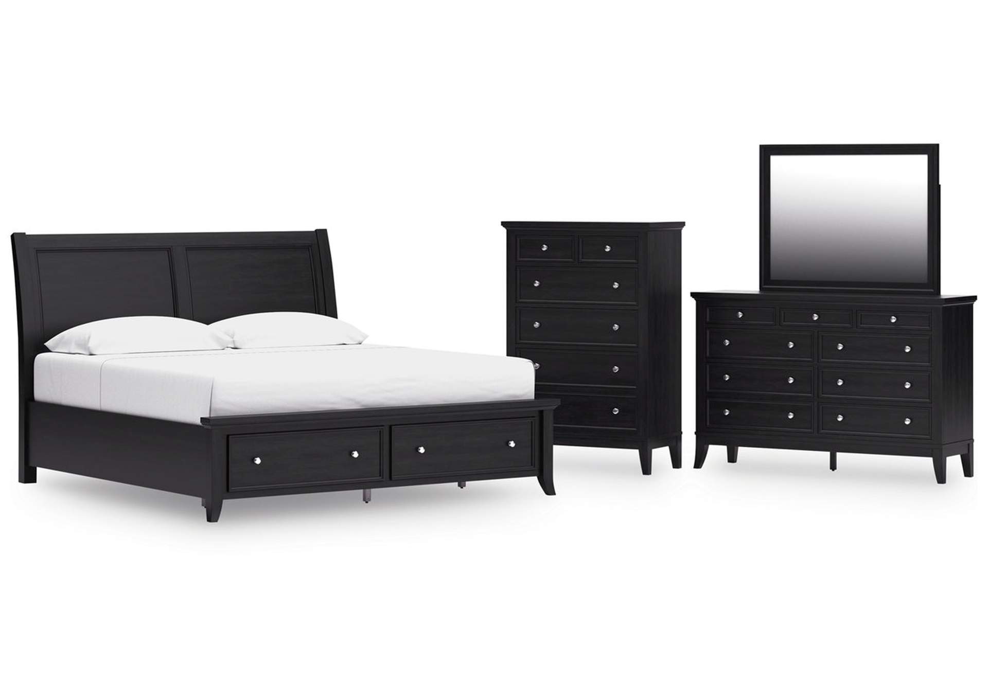 Bambori King Sleigh Storage Bed, Dresser, Mirror and Chest image 1