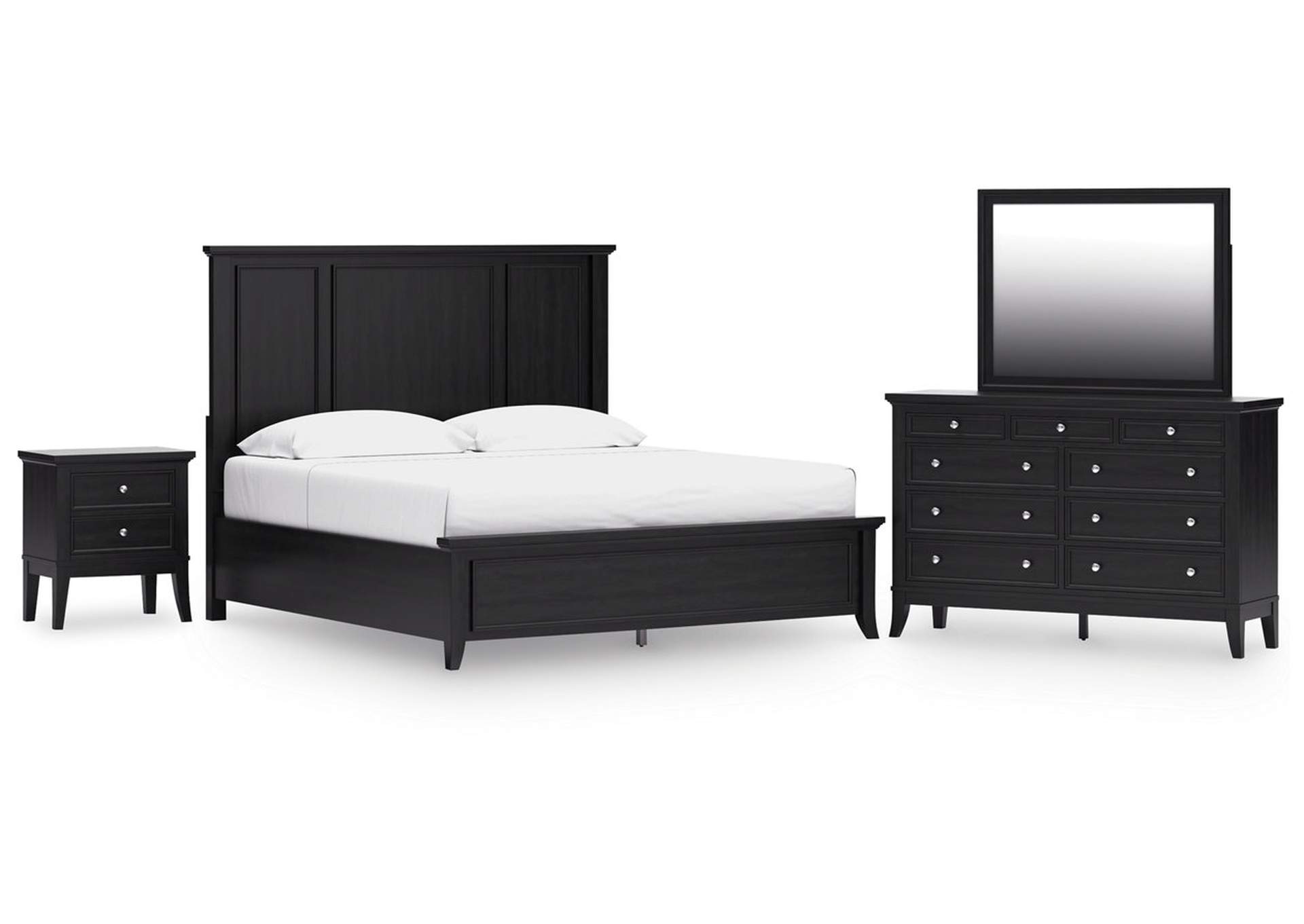 Bambori King Panel Bed, Dresser, Mirror and Nightstand image 1