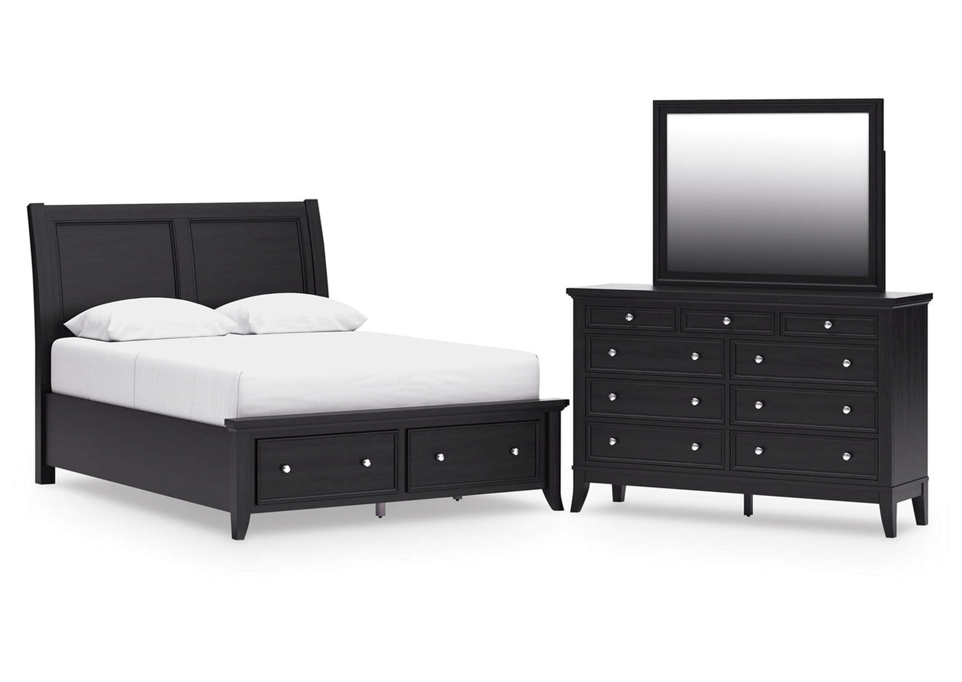 Bambori Queen Sleigh Storage Bed, Dresser and Mirror image 1