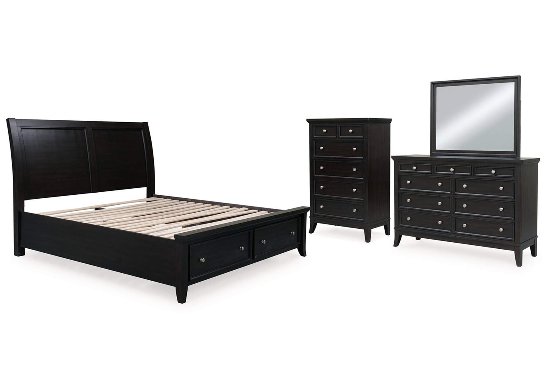 Bambori California King Sleigh Storage Bed, Dresser, Mirror and Chest image 1