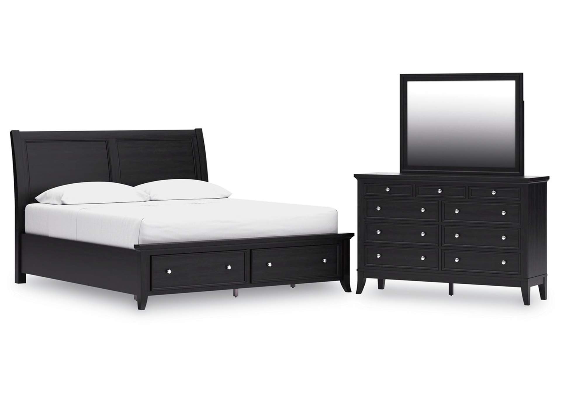 Bambori California King Sleigh Storage Bed, Dresser and Mirror image 1