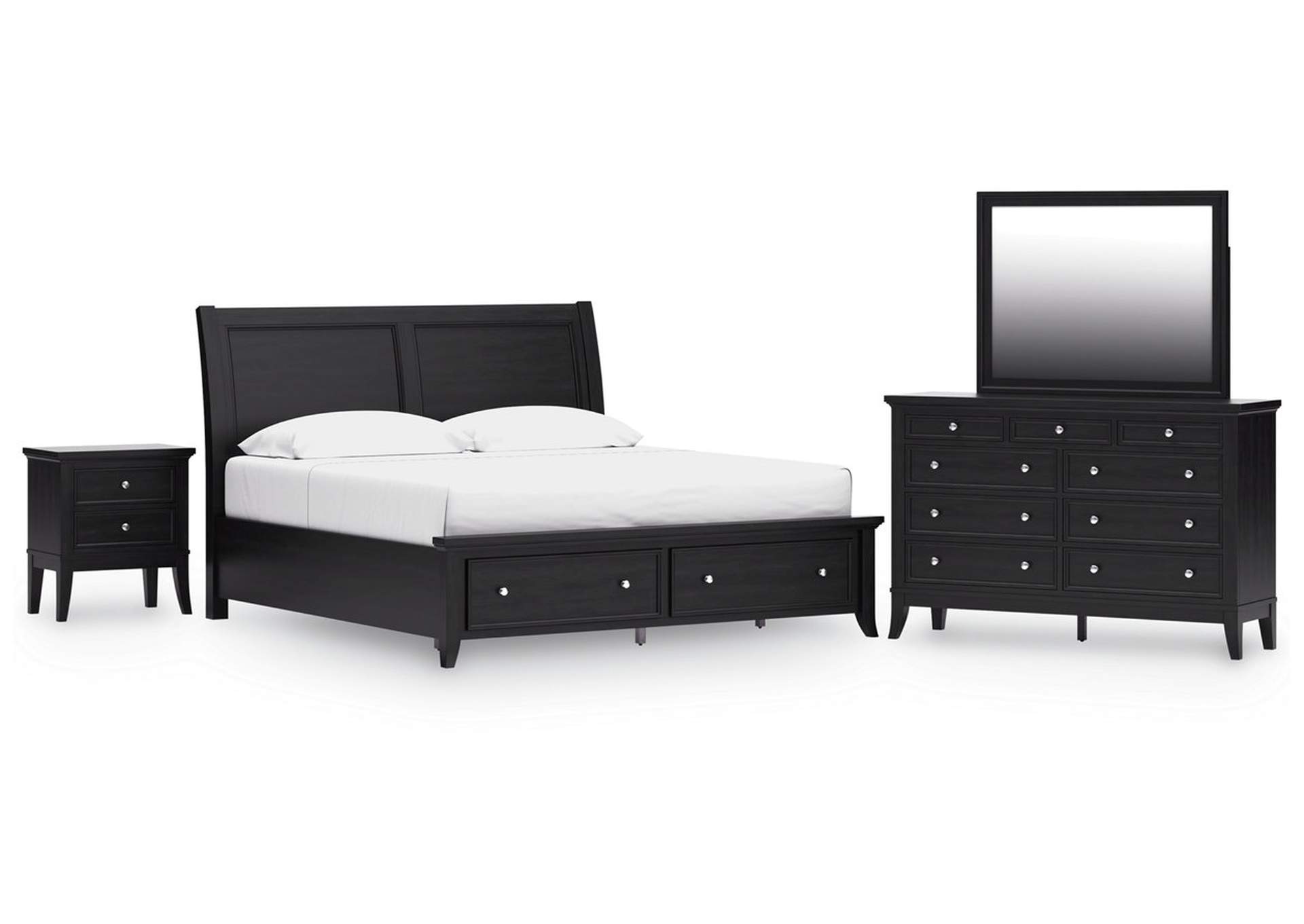 Bambori King Sleigh Storage Bed, Dresser, Mirror and Nightstand image 1